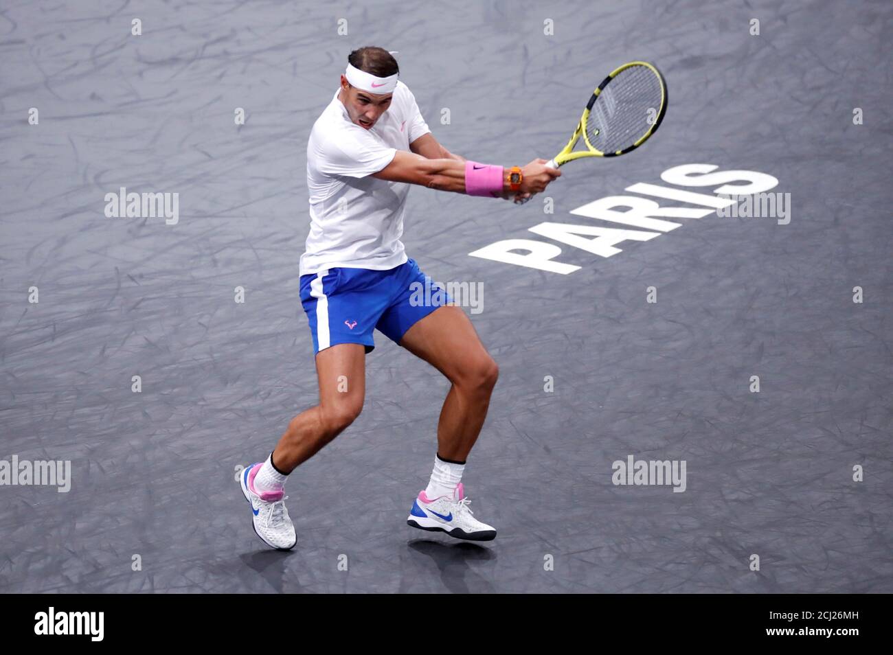 Tennis - ATP 1000 - Paris Masters - AccorHotels Arena, Paris, France -  November 1, 2019 Spain's Rafael Nadal in action during his quarter final  match against France's Jo-Wilfred Tsonga REUTERS/Christian Hartmann Stock  Photo - Alamy