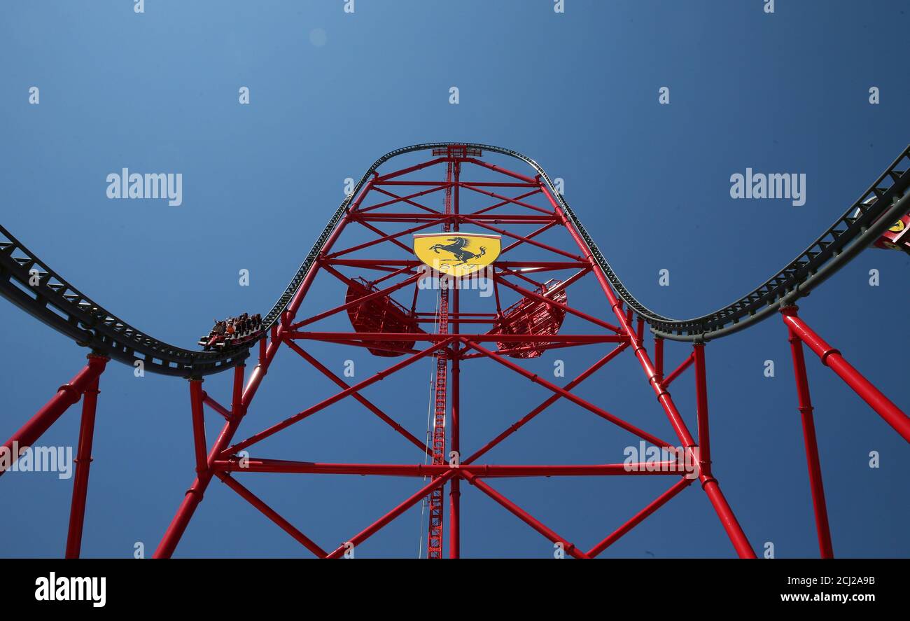 People ride in the Force" coaster during the of Ferrari Land, at PortAventura resort, south of Barcelona, Spain April 6, REUTERS/Albert Gea Stock Photo - Alamy