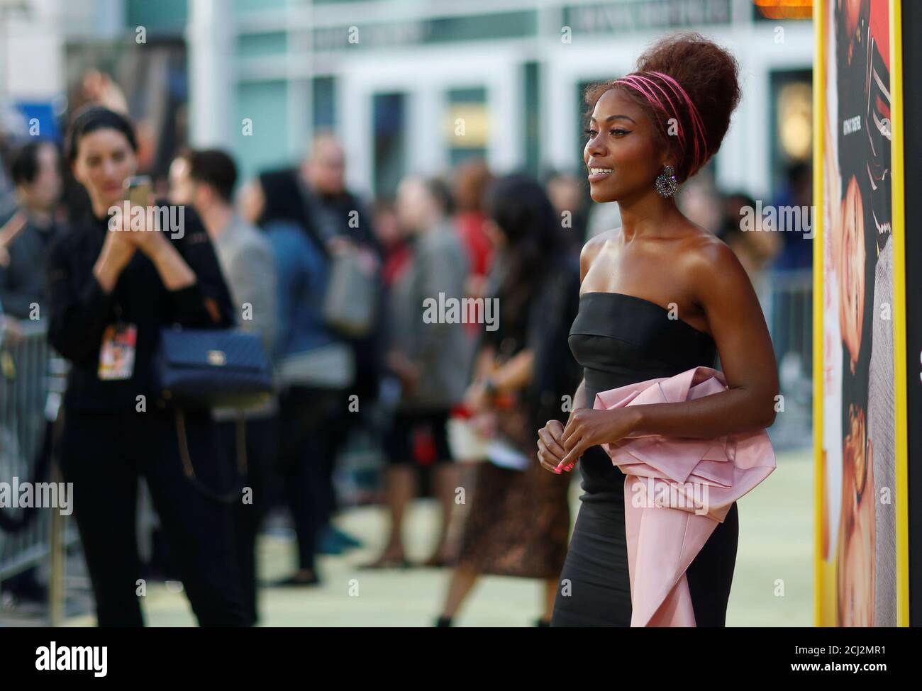 Cast member DeWanda Wise poses at a screening for the film “Someone Great” in Los Angeles, California, U.S., April 17, 2019. REUTERS/Mario Anzuoni Stock Photo