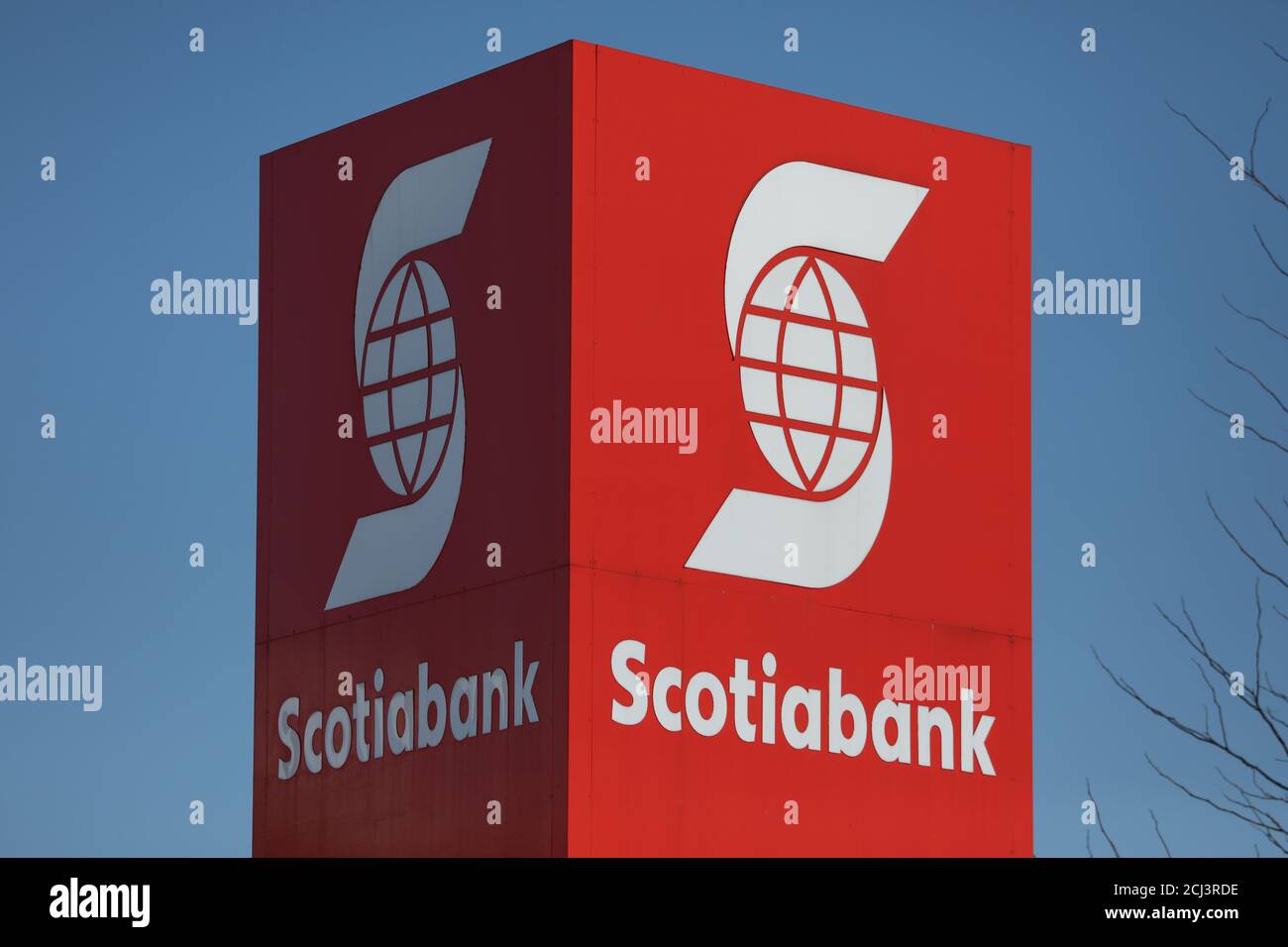 The Bank Of Nova Scotia Scotiabank Logo Is Seen Outside Of A Branch In Ottawa Ontario Canada February 14 2019 Reuters Chris Wattie Stock Photo Alamy