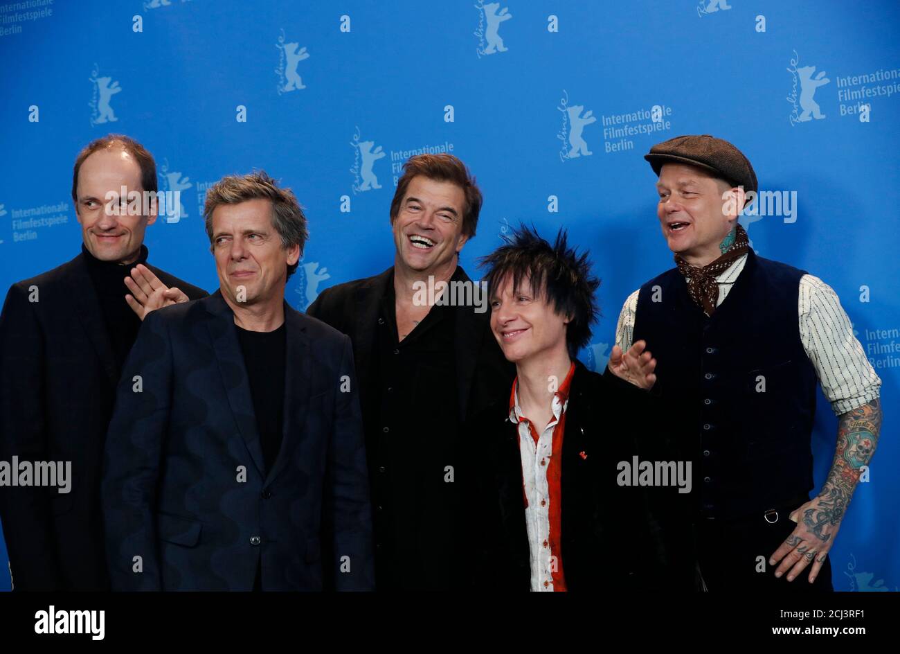 Members of the band Die Toten Hosen, Vom, Kuddel, Breiti, Campino und Andi  pose during a photocall to promote the movie "Weil du nur einmal lebst - Die  Toten Hosen auf Tour " (