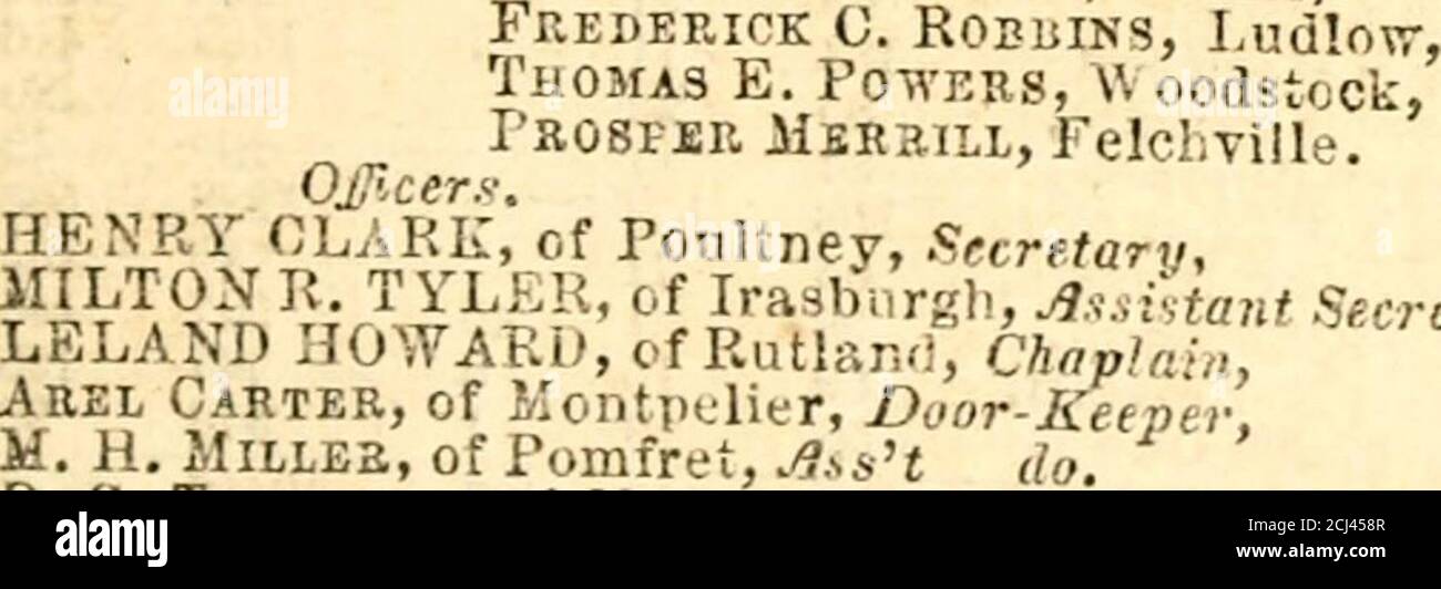 . Vermont year book . r, A. D. HAGAR, of Proctorsville, Curator of State Cabinet. Counties.Addison, Bennington, Caledonia, Chittenden, Essex,Franklin, Grand Isle, Lamoille, Orange, Orleans,Rutland, Washinoton,Windham, Windsor, Tlie Senate. Senators. Residences. Fred. E. Woodbridge, Vergennes,John W. Stewart, Middlebury,JosiahG. Burton, Rupert,E. N. S. Morgan, Pownal Center,Isaac N. Hall, Groton,Alden E. JuDBviNE, South Hardwick,John H. Woodward, Westford,Elmer Beecher, Hinesburgh,Geo. F. Edmunds, Burlington,Thos. G. Beattie, Guildhall,Cyrus Hotchkiss, Georgia,Saml H. Stevens, Enosburgh,W. W. W Stock Photo