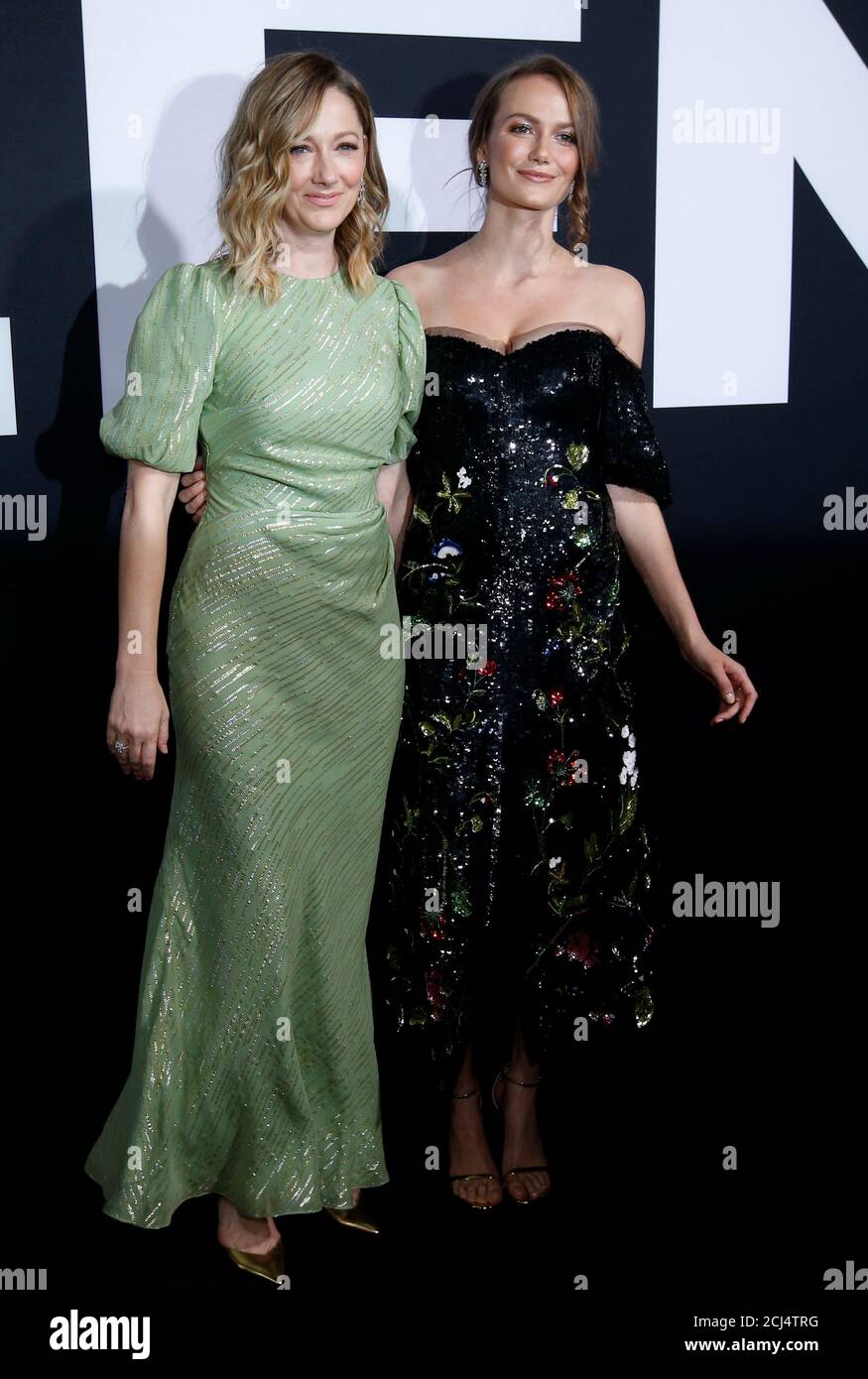 Cast members Judy Greer (L) and Andi Matichak pose at a premiere for