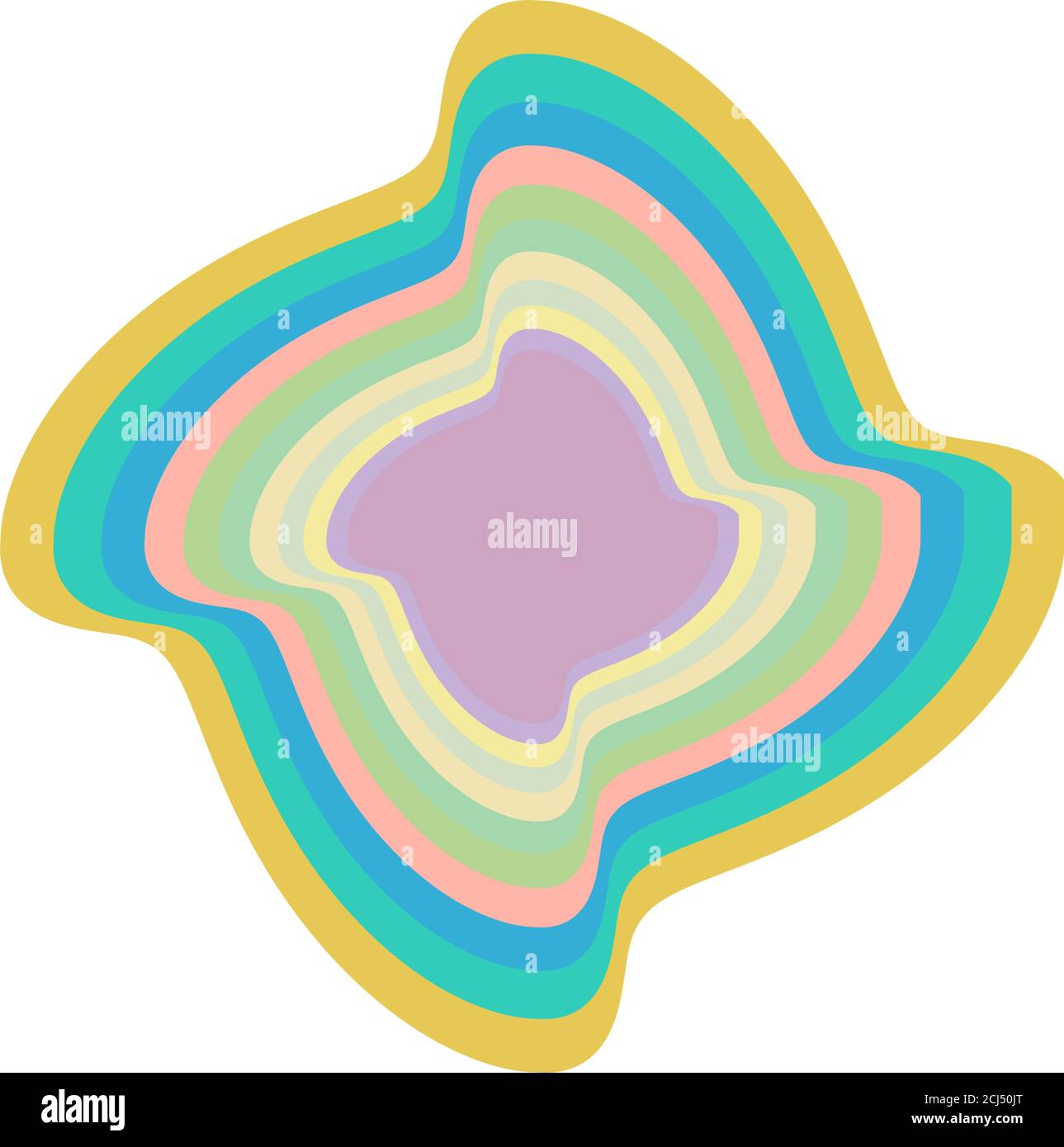 Smooth, pastel, colorful abstract concentric, radial, concentric spiral, swirl, twirl and vortex shapes. Design elements with rotation, gyre, torsion Stock Vector