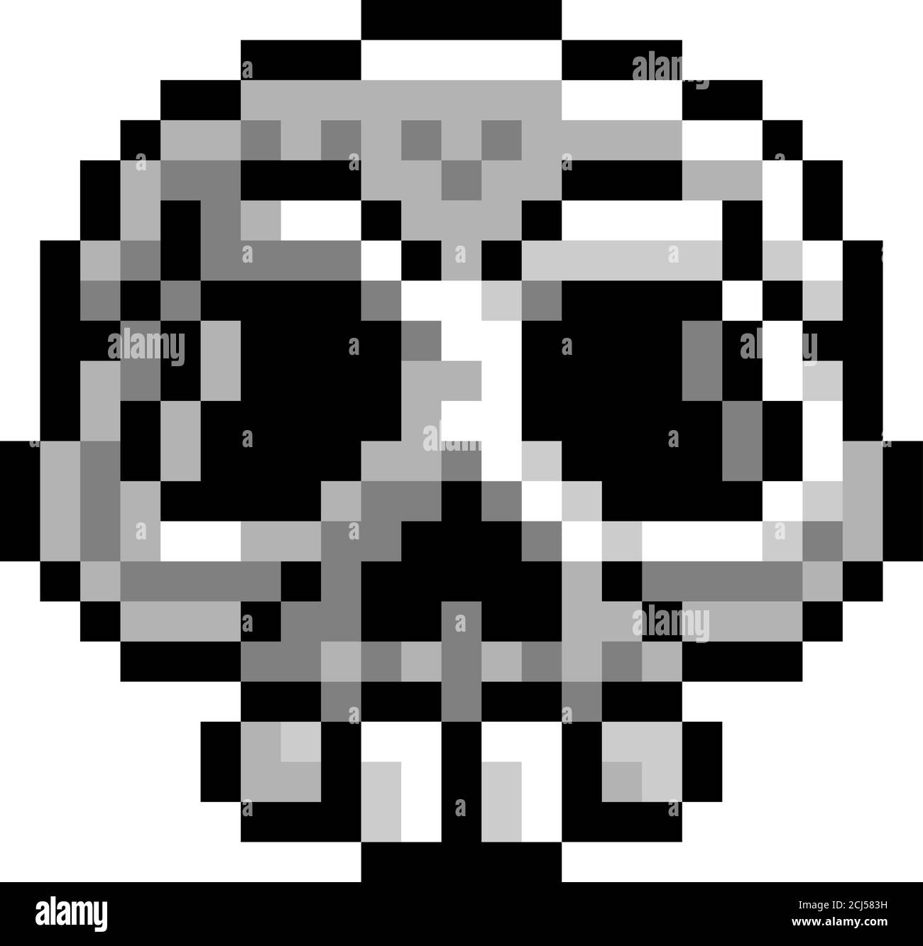 Halloween Skull Pixel Art Eight Bit Game Icon Stock Vector
