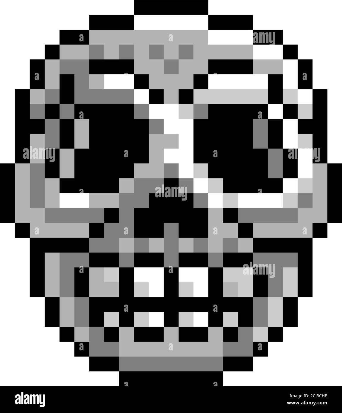 Halloween Skull Pixel Art Game Icon Stock Vector