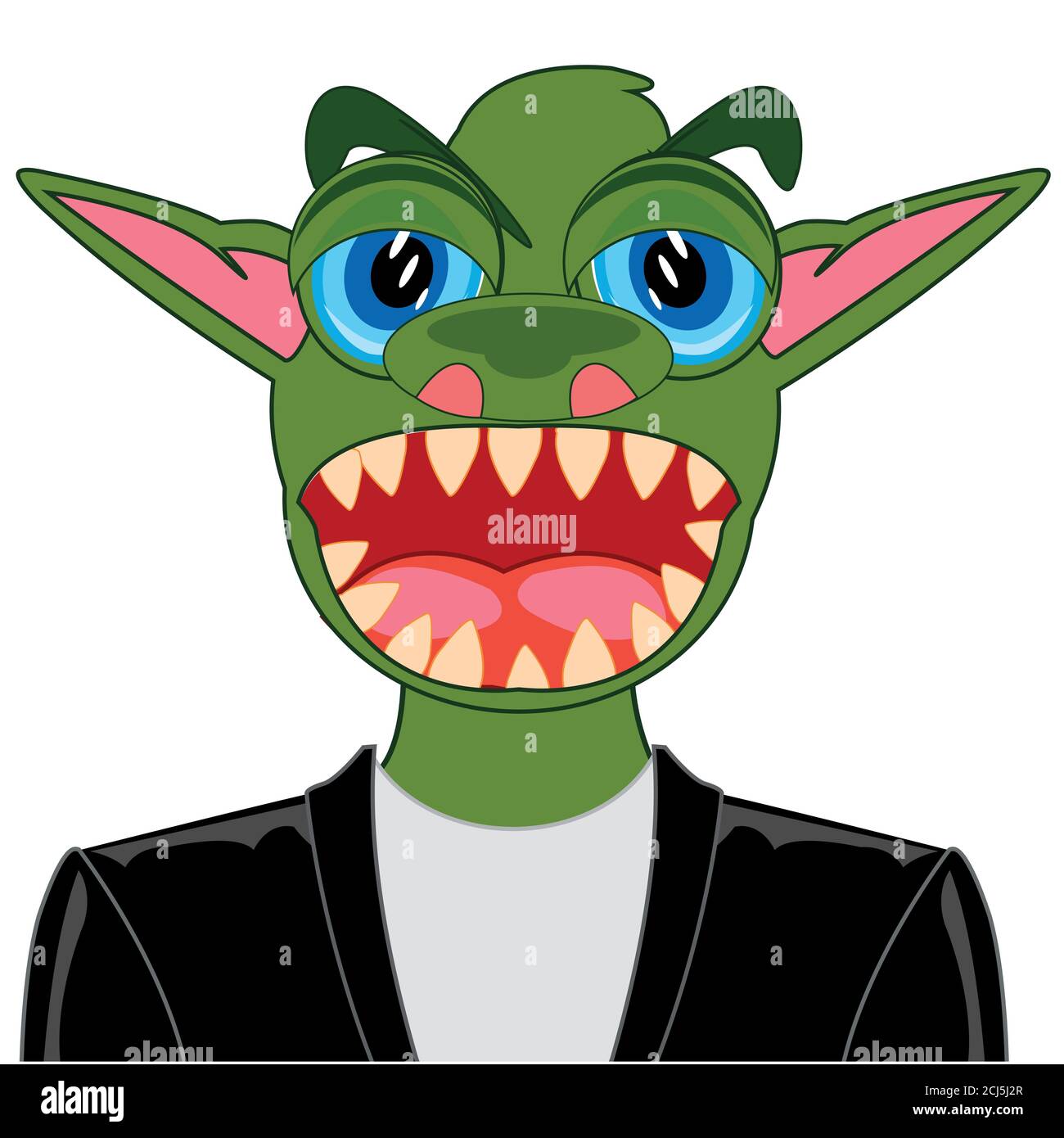 Portrait of the green crock in suit Stock Vector