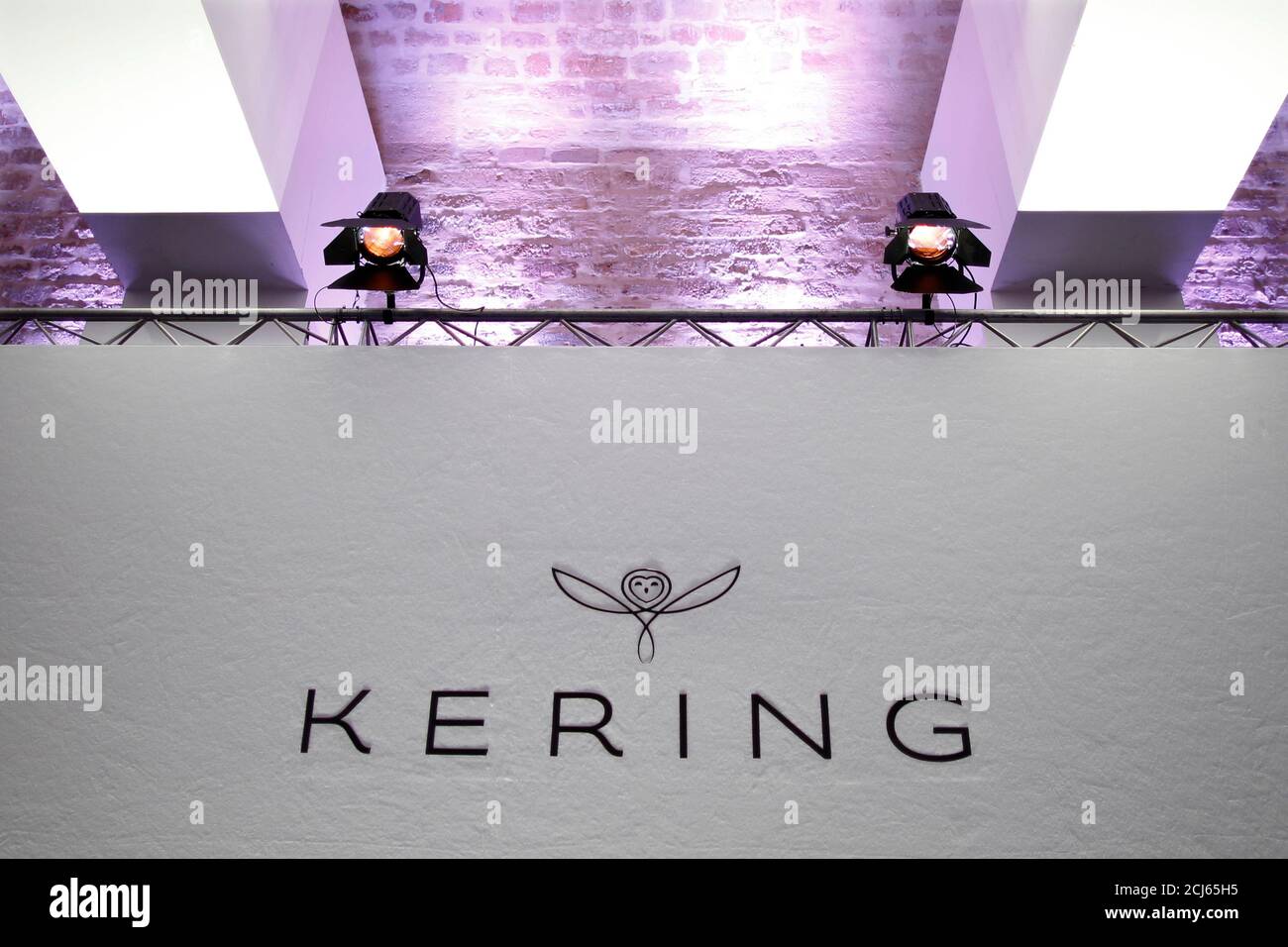 The logo of Kering is seen during the company's 2015 annual results  presentation in Paris, France, February 19, 2016. Gucci owner Kering, the  French luxury and sports brand group, reported a forecast-beating