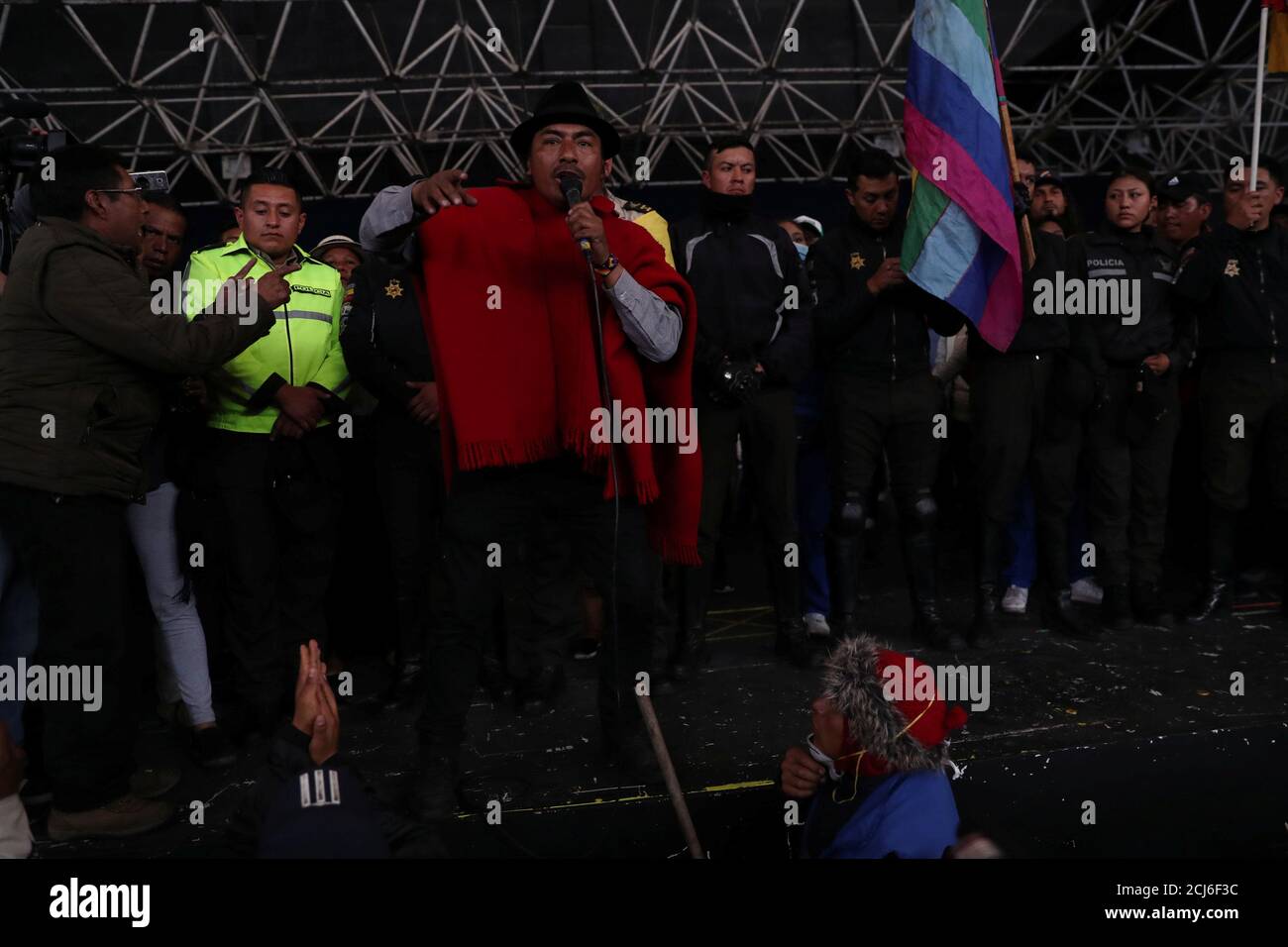 Ecuadorean Indigenous Leader Leonidas Iza Delivers A Speech During An Indigenous Assembly To Protest Against Ecuador S