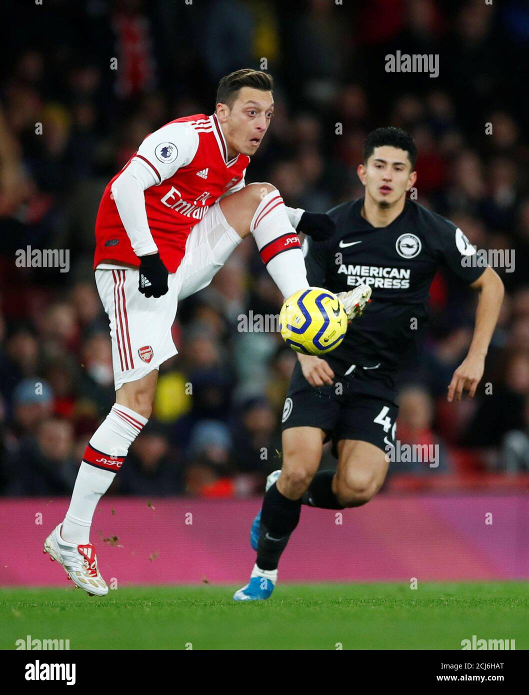 Soccer Football - Premier League - Arsenal v Brighton & Hove Albion - Emirates Stadium, London, Britain - December 5, 2019   Arsenal's Mesut Ozil in action         REUTERS/Eddie Keogh    EDITORIAL USE ONLY. No use with unauthorized audio, video, data, fixture lists, club/league logos or 'live' services. Online in-match use limited to 75 images, no video emulation. No use in betting, games or single club/league/player publications.  Please contact your account representative for further details. Stock Photo