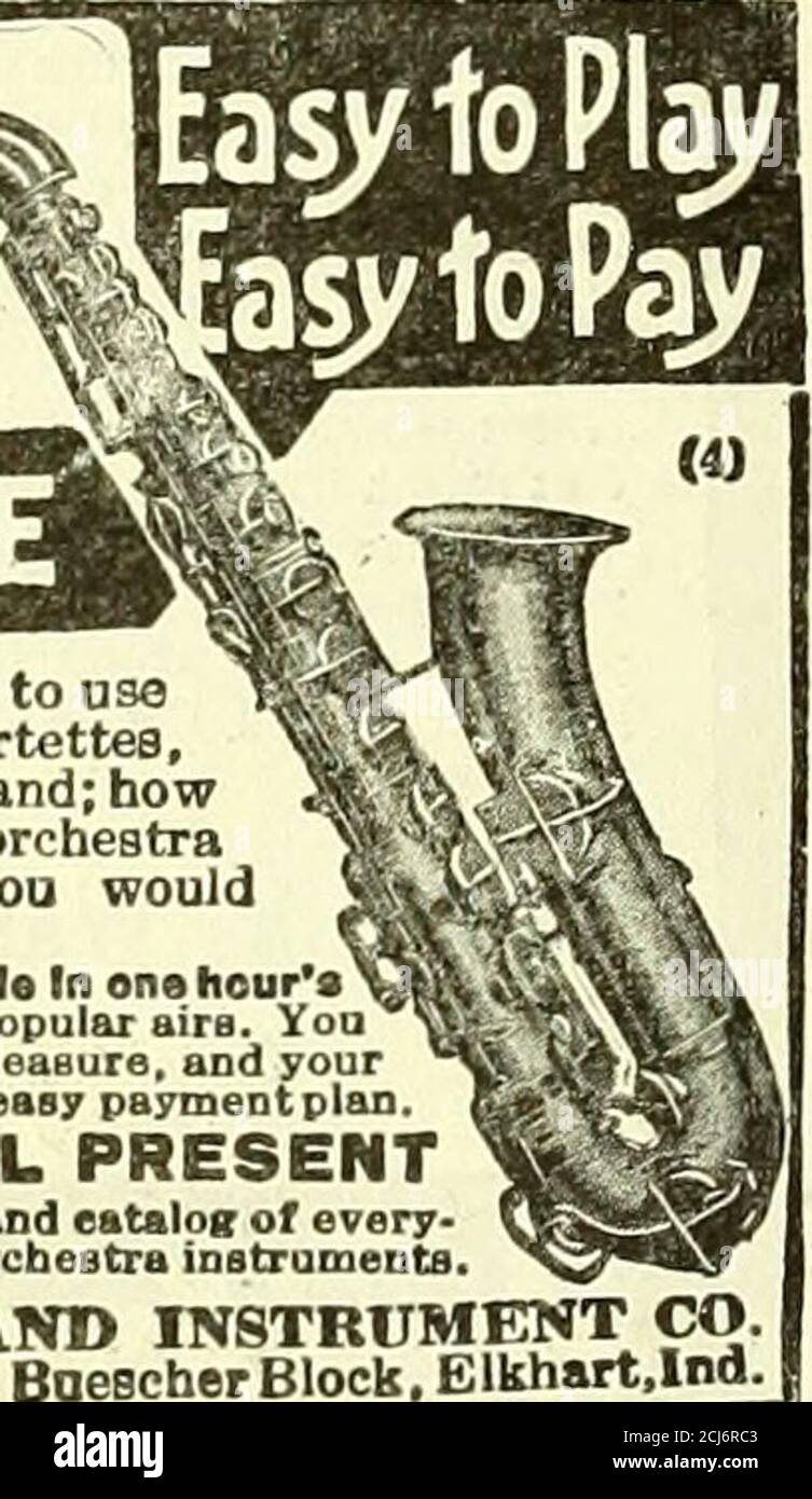 . The American Legion Weekly [Volume 3, No. 26 (July 1, 1921)] . Free Book Containing complete^Btory of the originand history of thatwonderful instru-^,raent—the. This book tells you when to useSaxophone—singly, in quartettes,in sextettes, or in regular band; howto transpose cello parts in orchestraand many other things you wouldlike to know. You can learn to play the scale In one hours Vpractice, and Boon be playing popular aire. Yoncan double your income, your pleasure, and yourpopularity. Easy to pay by oar easy paymentplan. MAKES AN IDEAL PRESENT Send for free saxophone book and catalog of Stock Photo