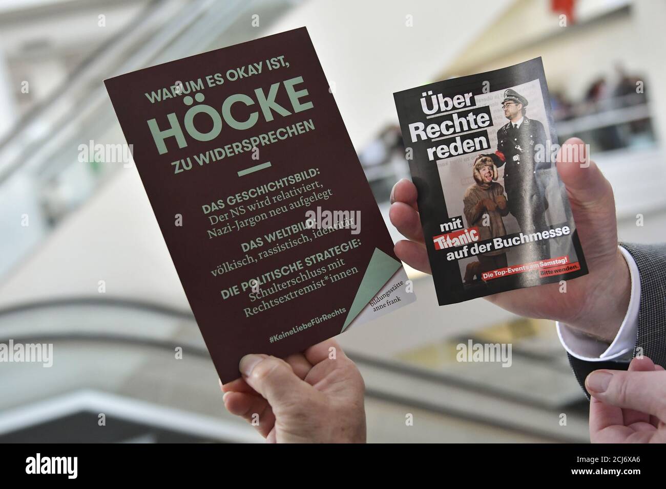 Leaflets Of Anti Fascistic Activists And A Satire Magazine Are Pictured Before A Book Presentation Of