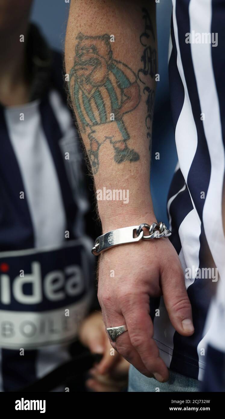 Soccer Football - Championship - West Bromwich Albion v Huddersfield Town -  The Hawthorns, West Bromwich, Britain - September 22, 2019 General view of a  tattoo on the arm of a West