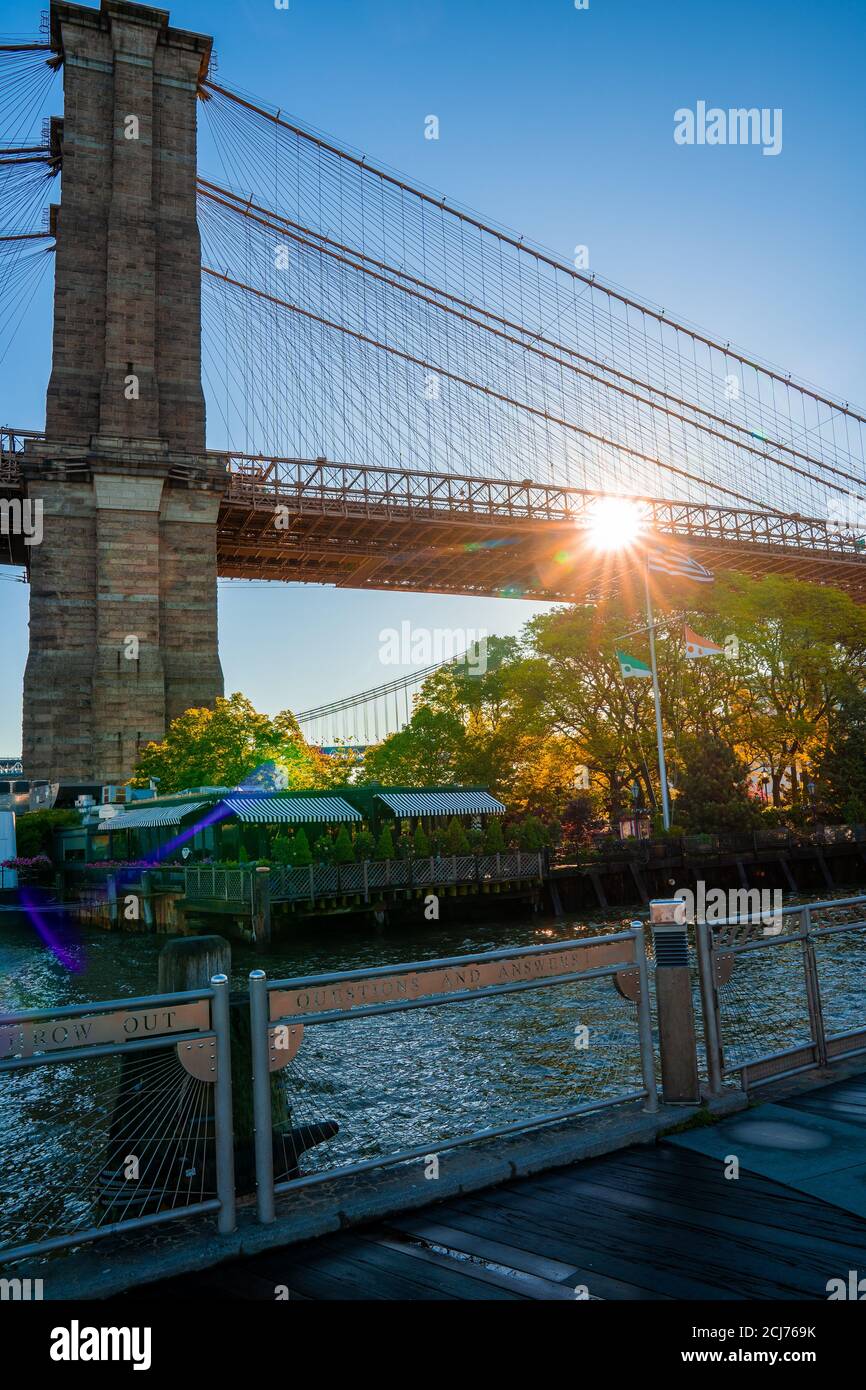 Brooklyn Bridge at sunset, New York Stock Photo - Alamy