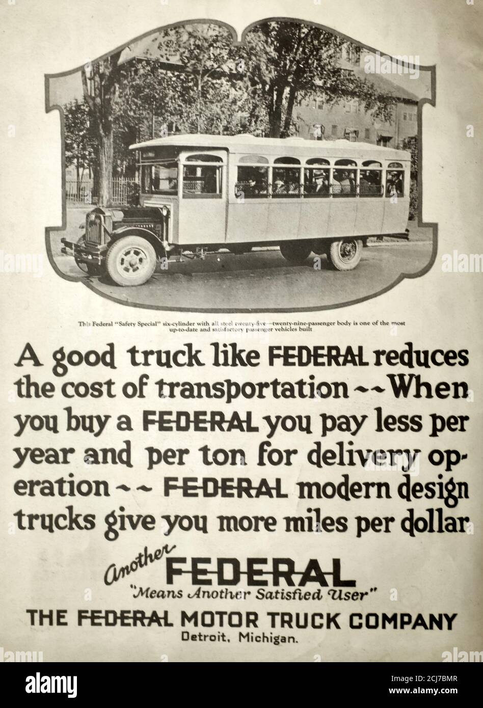 Advertisement for Federal Motor Truck Company, 1923 Stock Photo