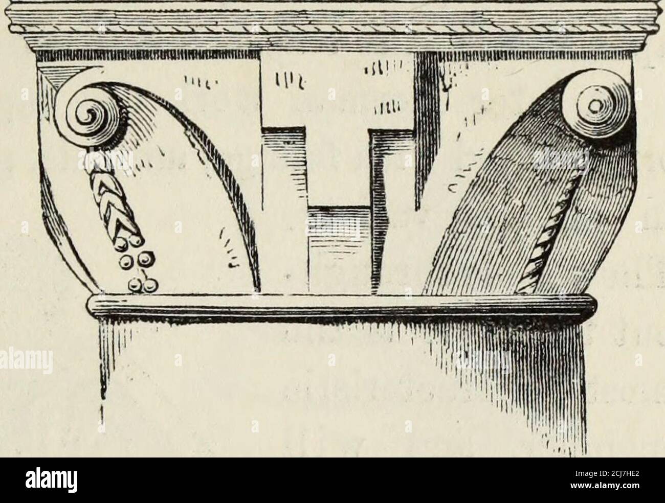 . An introduction to the study of Gothic architecture . 45. North Transept, Winchester,A.D. 1079-93. The Cushion Capital. NORMAN CAPITALS, 71 chapel of the White Tower, London (46), in the early part of the crypt atCanterbury, at St.Nicholas, Caen, andother early work,but it has neverbeen observed inlate work. The scollopedcapital belongs torather a later pe-riod than the plaincushion or the rude. 46. WMte Tower, London, A.D. 1081.Early Capital witli rude volutes and the Tau. Ionic, and does not occur before the time of Henry I.;as at Stourbridge (47), Malmesbury (43), and Kirkstall(44). This Stock Photo