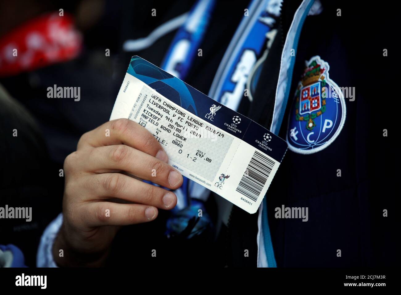 Soccer Football - Champions League Quarter Final First Leg - Liverpool v FC  Porto - Anfield, Liverpool, Britain - April 9, 2019 General view of a fans  match ticket before the match