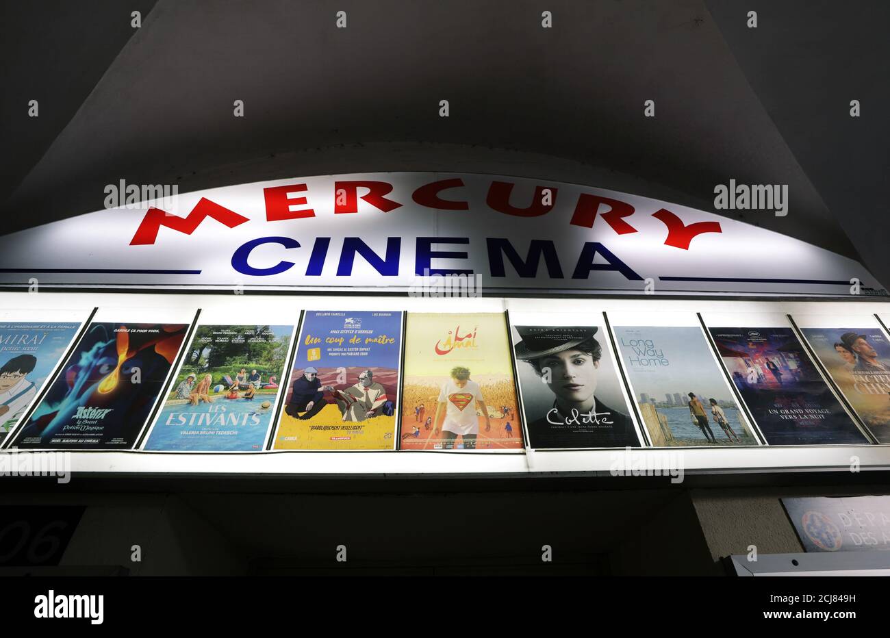 Movie posters are seen outside the cinema Mercury in Nice, France Movie posters are seen outside the cinema Mercury in Nice, France