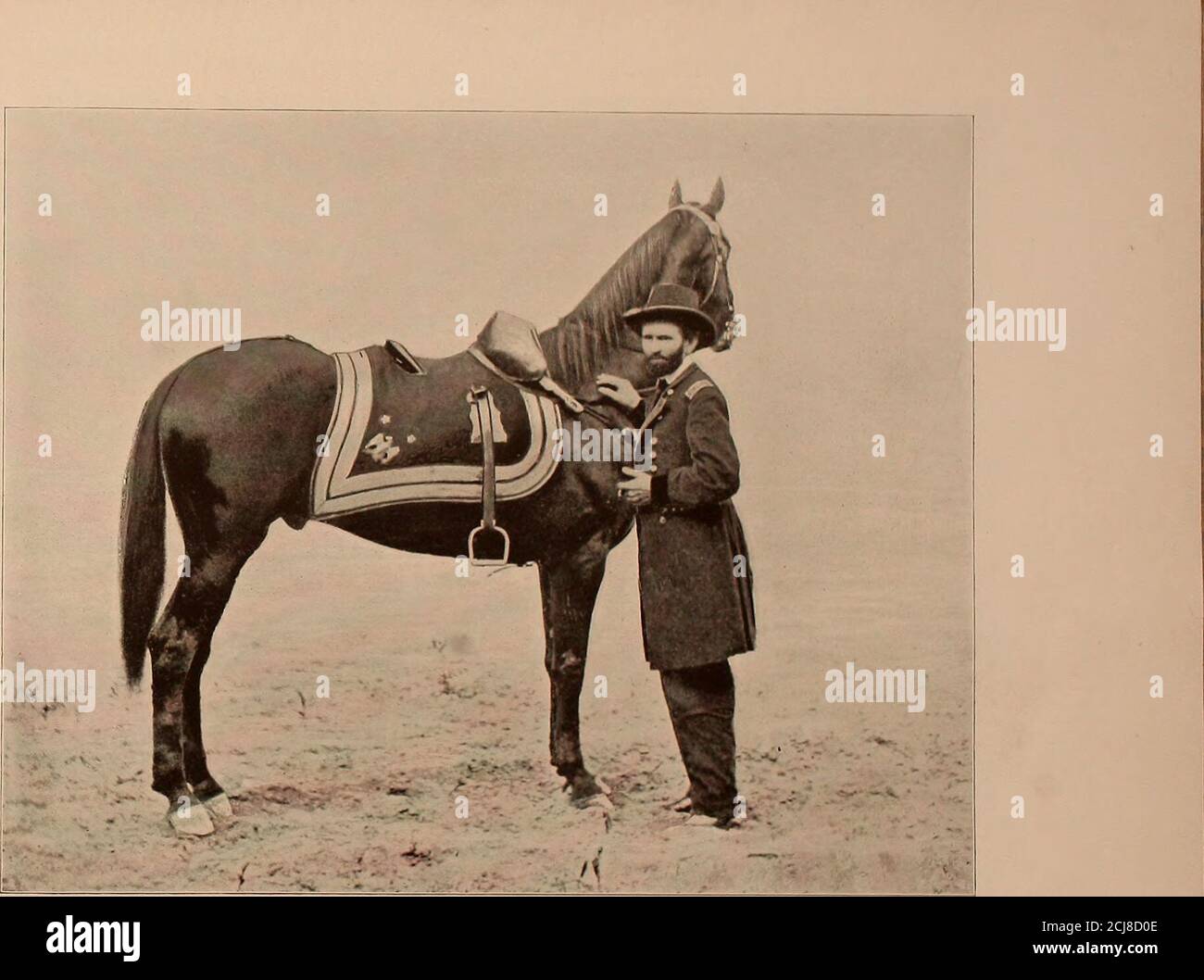 . The American civil war book and Grant album, 'art immortelles' . LIEUT. GEN. GRANT AND HIS FAVORITE WAR HORSE CINCINNATI As they appeared before the Baltic of Cold Harbor, Stock Photo
