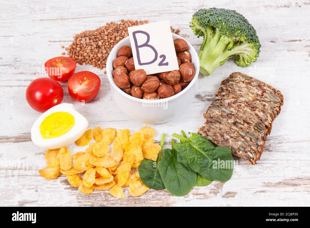 Ingredients containing vitamin B2 and dietary fiber, natural sources of