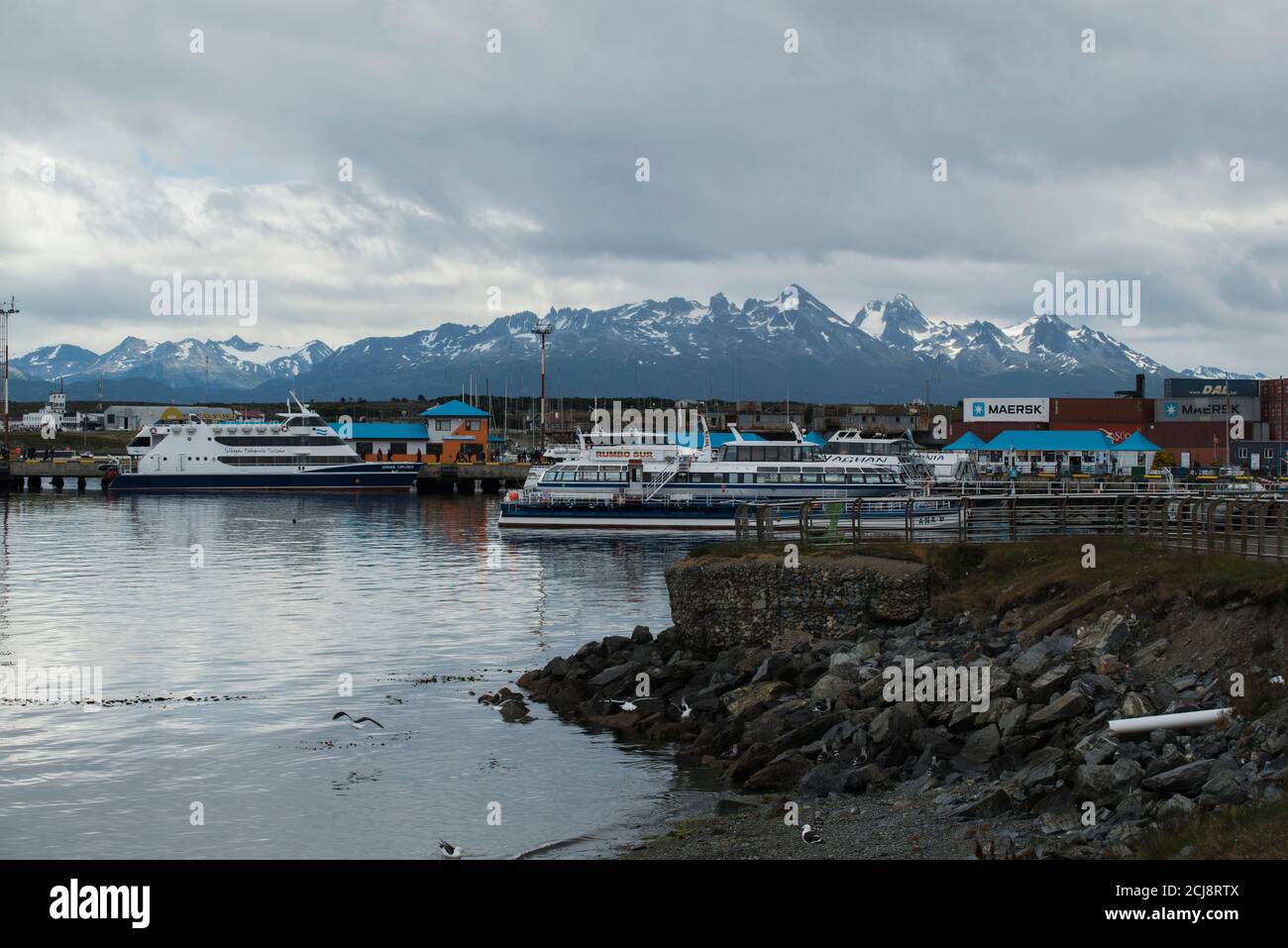 Port of Ushuaia is world’s major port of departure for tourist and scientific expeditions to the Antarctic Peninsula, Argentina, South America Stock Photo
