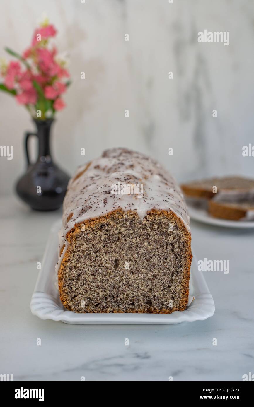 poppy seed lemon sponge cake Stock Photo Alamy