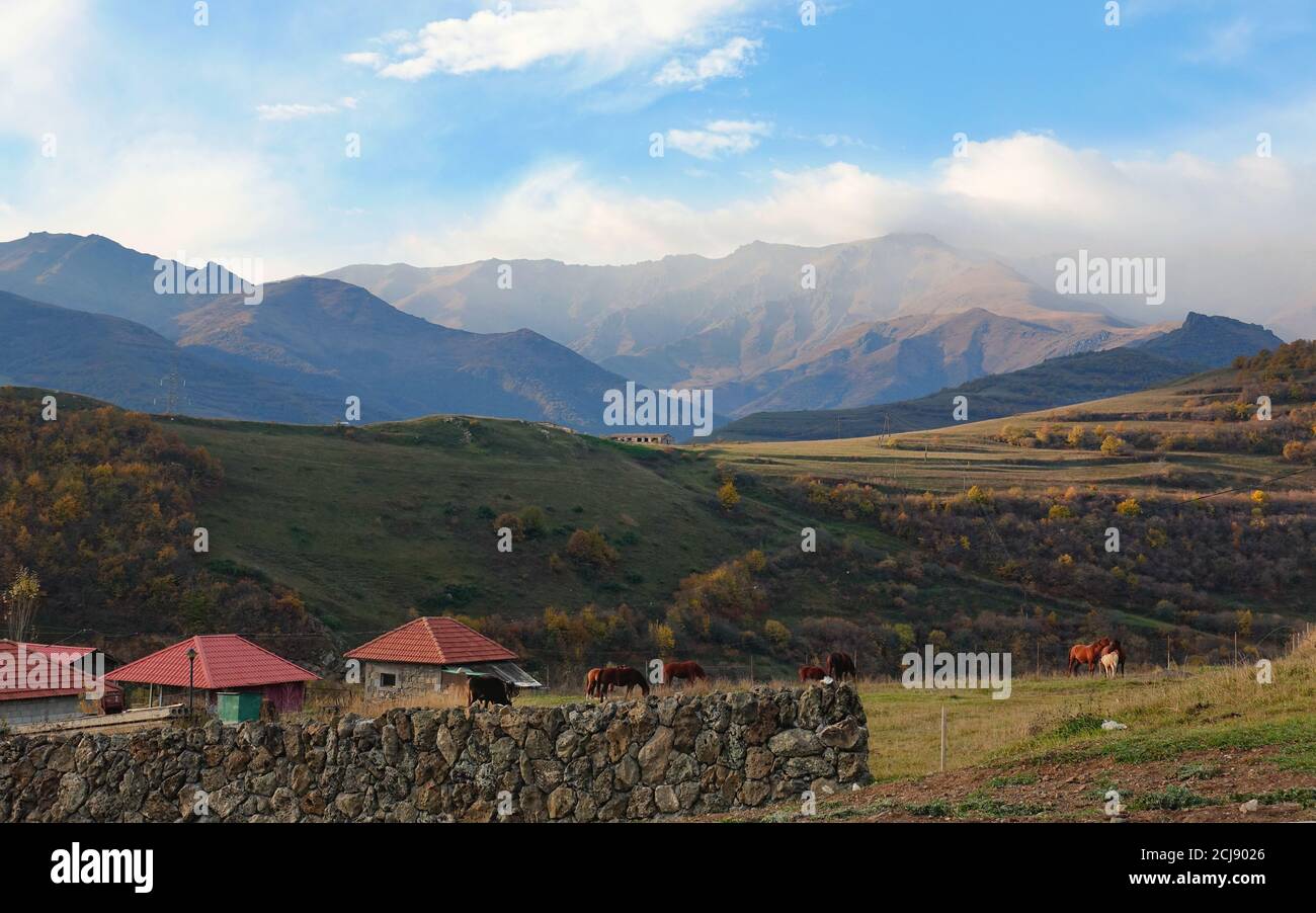The countryside of Armenia in Autumn Stock Photo