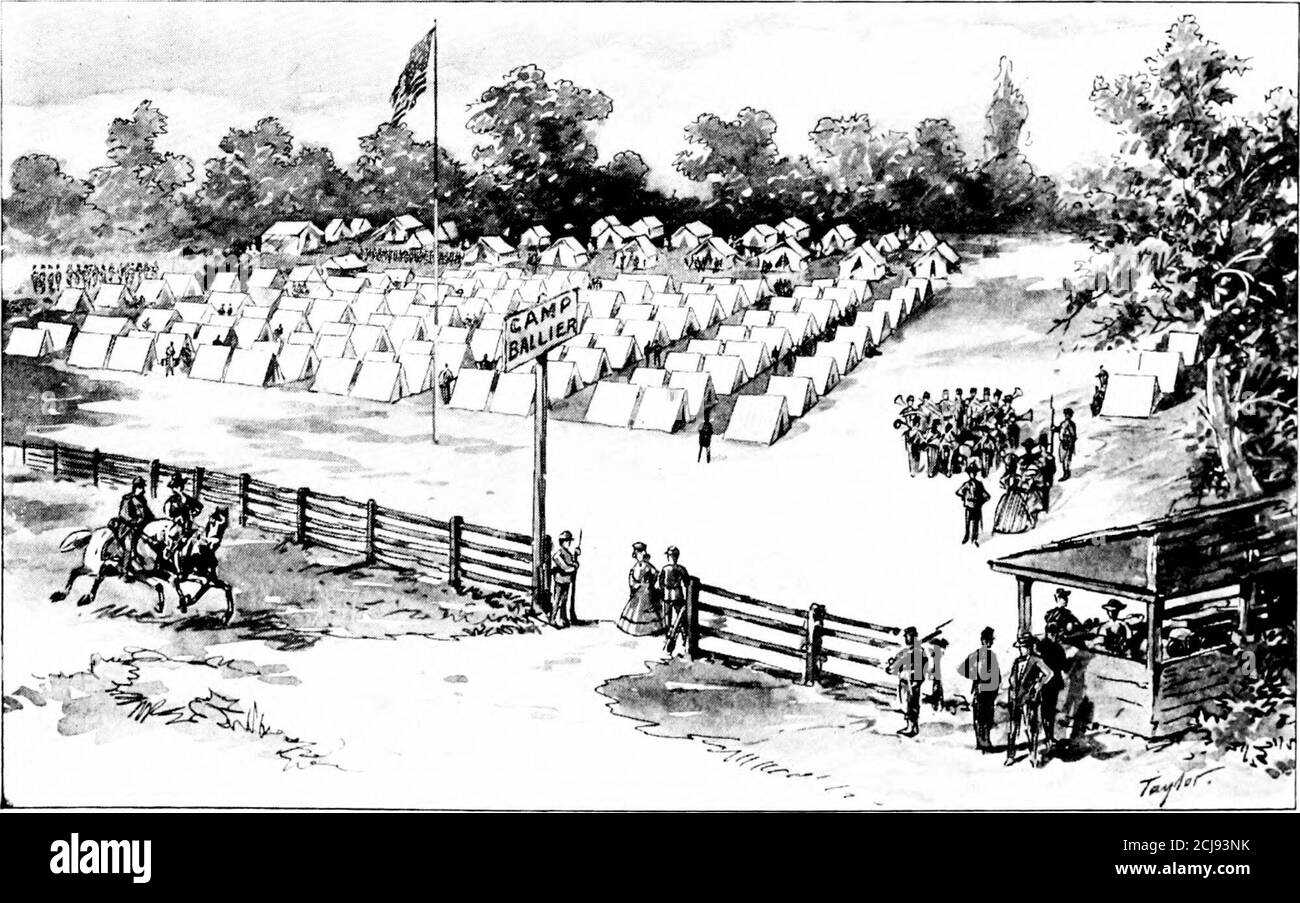 . Philadelphia in the Civil War 1861-1865 [electronic resource] . &lt; •r. J CAMP N. P. BANKS, 114TH REGIMENT, COLLIS ZOUAVES, NICETOWN. July and August, 1862.. CAMP BALLIER, 98TH REGIMENT, RIDGE AVENUE. August and September, 1861. NINETY-FIFTH REGIMENT INFANTRY (Goslines Pennsylvania Zouaves) Colonel John M. Gosline to June 29th, 1862.Colonel Gustavus W. Town to May 3d, 1863.Colonel Thomas J. Town to August 6th, 1863.Colonel John Harper to July 17th, 1865. Total Enrollment, 1,962 Officers and Men. COMPANY A of the 18th Regiment, in the three-months service,originated in the Washington Blues, Stock Photo