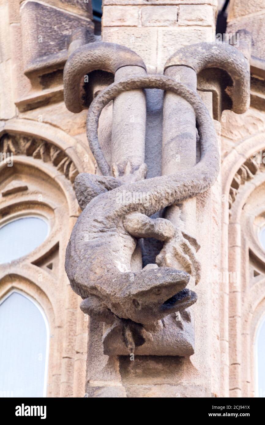 Sculptural details found at the exterior of the Sagrada Familia Basilica in Barcelona, Spain Stock Photo