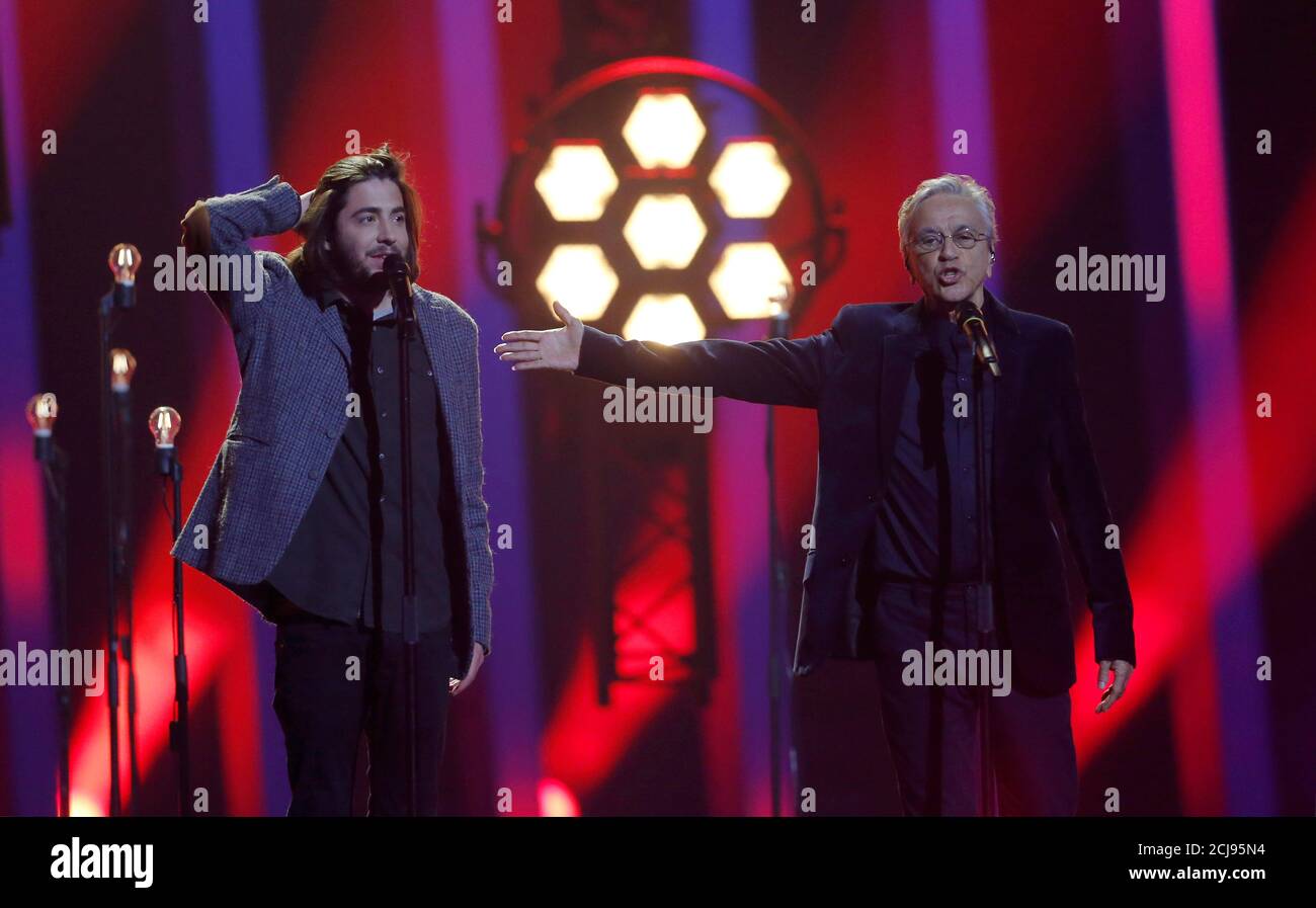 Winner Of The Eurovision Song Contest 2017 Portugal S Salvador Sobral And Brazilian Singer Caetano Veloso Perform