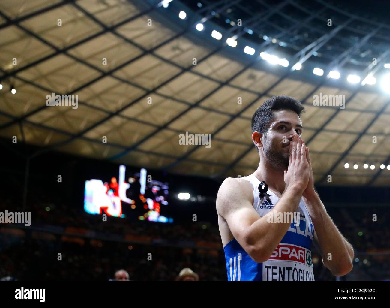 2018 European Championships - Men's Long Jump Final - Olympic Stadium,  Berlin, Germany - August 8, 2018 - Miltiadis Tentoglou of Greece celebrates  winning gold medal. REUTERS/Kai Pfaffenbach Stock Photo - Alamy