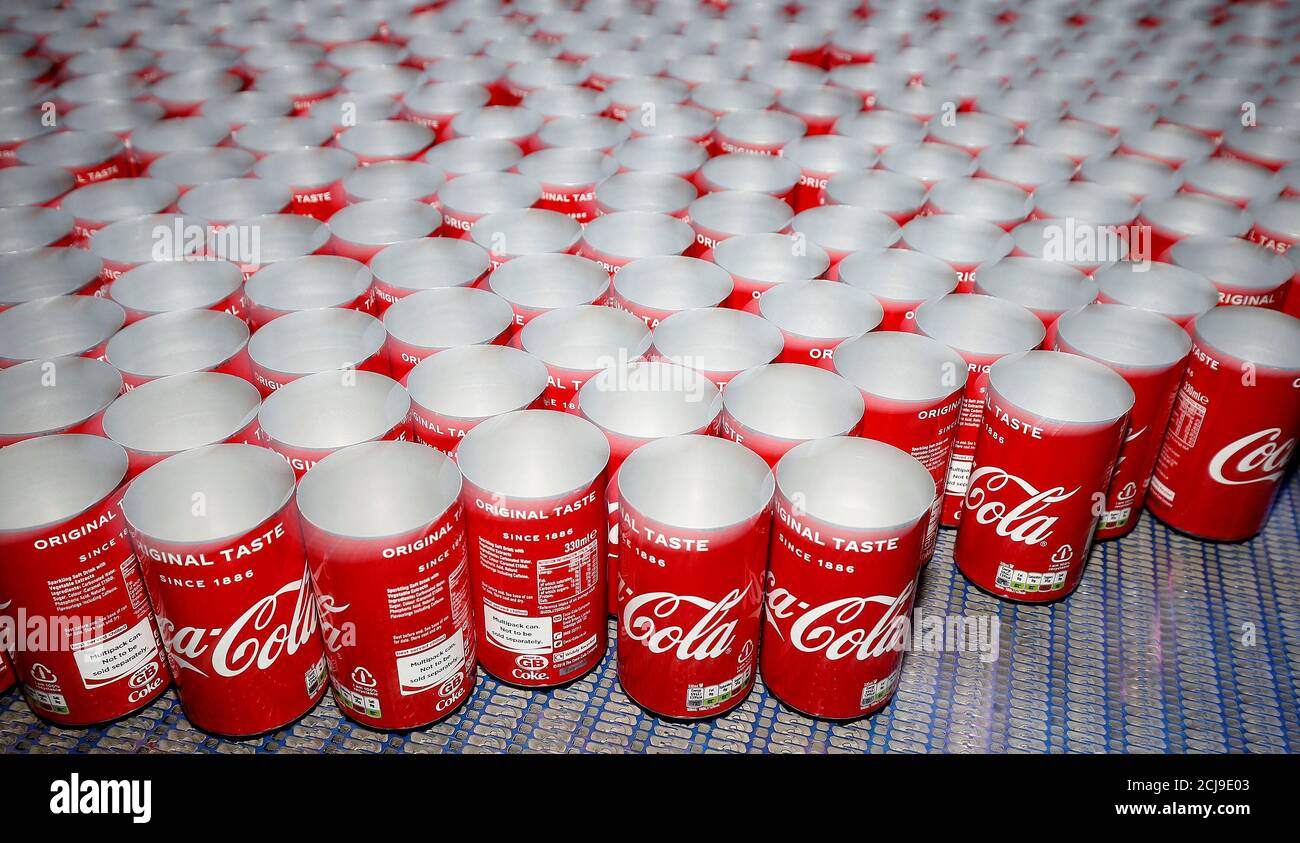 Aluminium Coca Cola cans leave the production line at Ball Corporation,  Wakefield, Britain, October 18, 2019. REUTERS/Andrew Yates Stock Photo -  Alamy