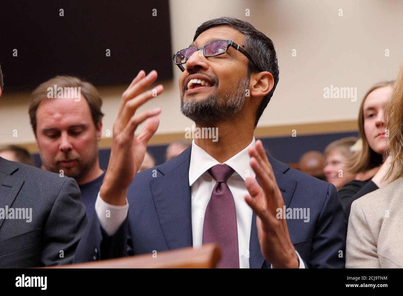 Google CEO Sundar Pichai arrives to testify at a House Judiciary Committee  hearing “examining Google and its Data Collection, Use and Filtering  Practices” on Capitol Hill in Washington, U.S., December 11, 2018.