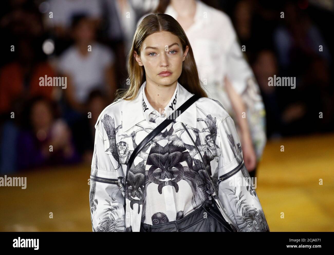 Model Gigi Hadid presents a creation during the Burberry catwalk show at  London Fashion Week in London, Britain, September 16, 2019. REUTERS/Henry  Nicholls Stock Photo - Alamy