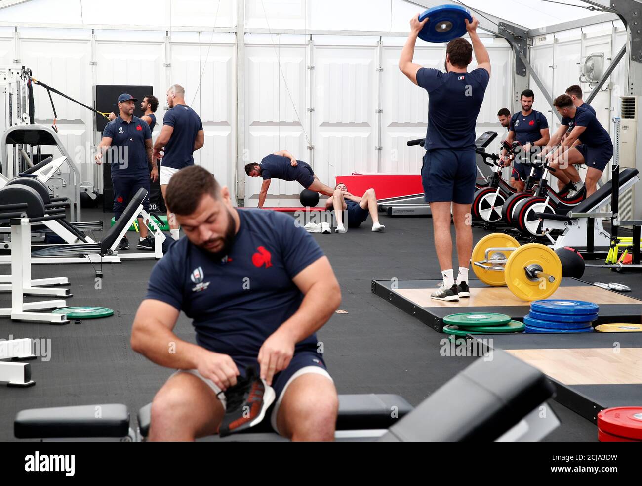 Rugby Union Rugby World Cup France Training Danoharu Sports Park Oita Japan October 15 2019 France S Players Train In The Gym Reuters Edgar Su Stock Photo Alamy
