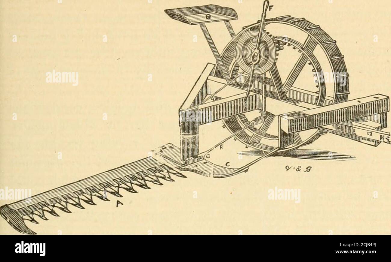 . The journal of Lieut. John L. Hardenbergh of the Second New York continental regiment from May 1 to October 3, 1779, in General Sullivan's campaign against the western Indians . e frame of the machine concentricto the first gear shaft; which arrangement permitted thewheel to swing on its hinged connection with the gear frame,independent of it and the frame ; and the cutting apparatusconnected therewith to rise and fall independent of the upand down motions of the road wheel. A seat for the driverwas pivoted to the frame of the machine and fulcrumed onthe axle and its arm, so that the weight Stock Photo