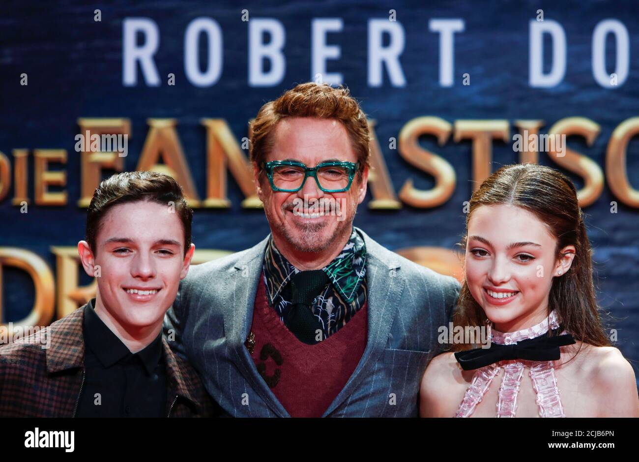 Cast members Robert Downey Jr., Harry Collett and Carmel Laniado attend the  premiere of the 