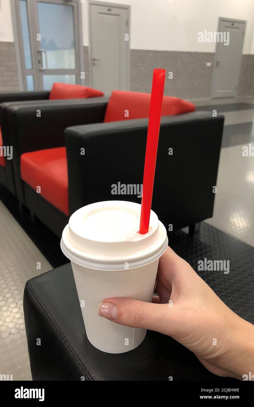 Coffee break at the office. white paper kraft disposable cup for coffee ...