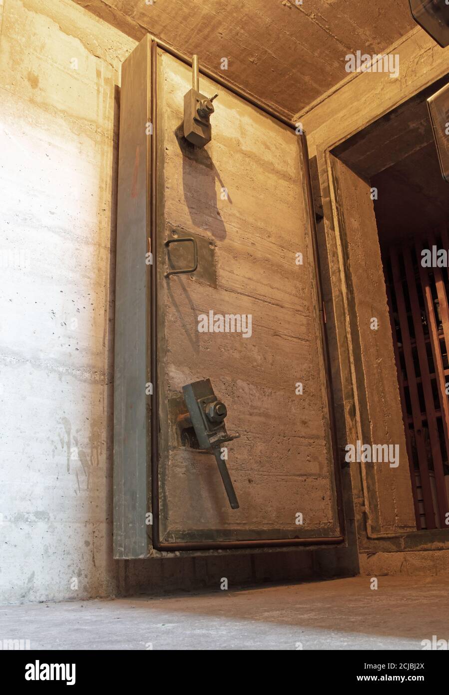 Cold war bunker interior vault door, keeping people safe Stock Photo