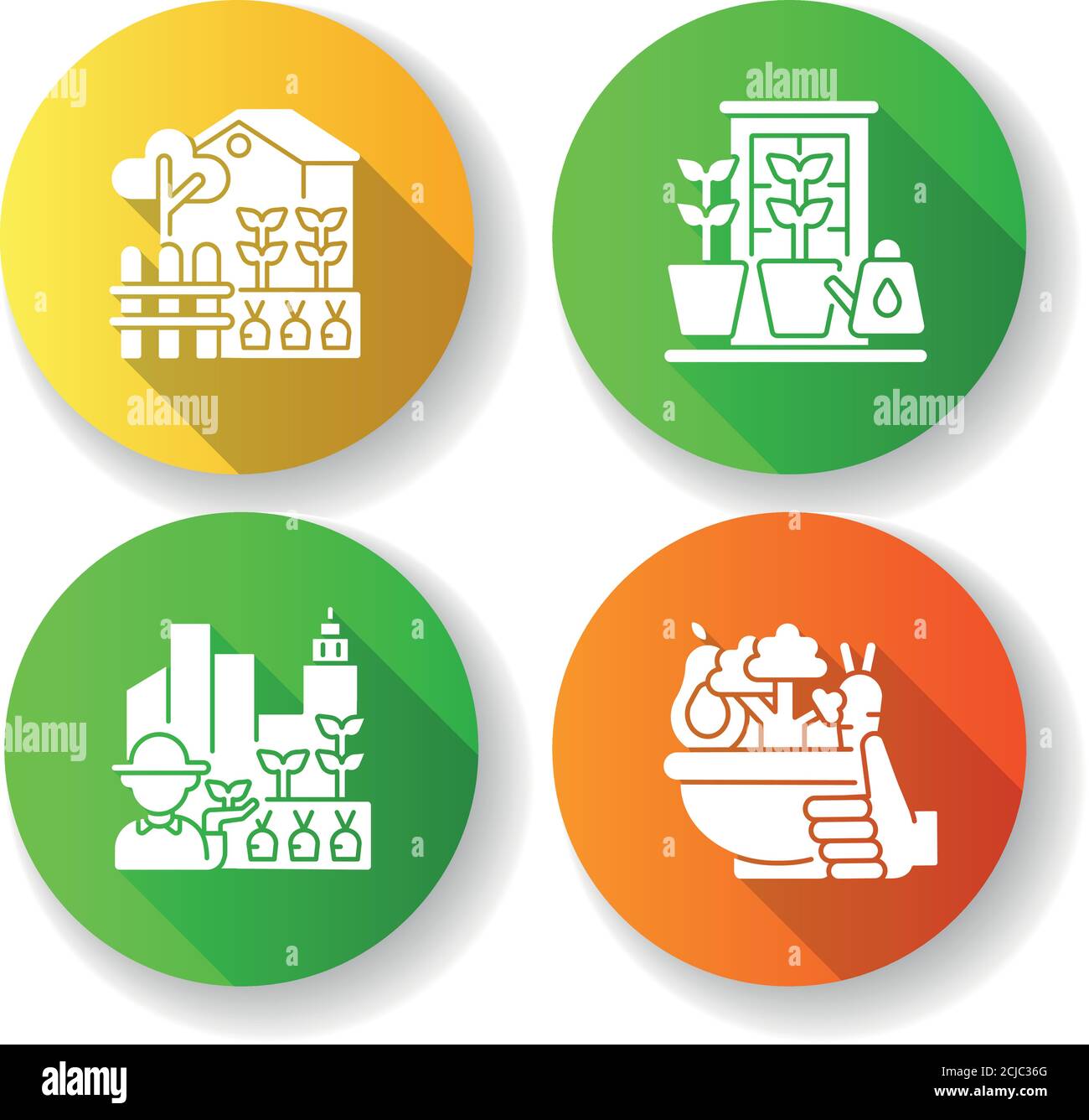 Hobby farming flat design long shadow glyph icons set Stock Vector ...