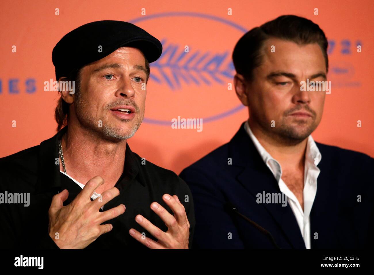 72nd Cannes Film Festival News Conference For The Film Once Upon A Time In Hollywood In Competition Cannes France May 22 19 Cast Members Brad Pitt And Leonardo Dicaprio Attend