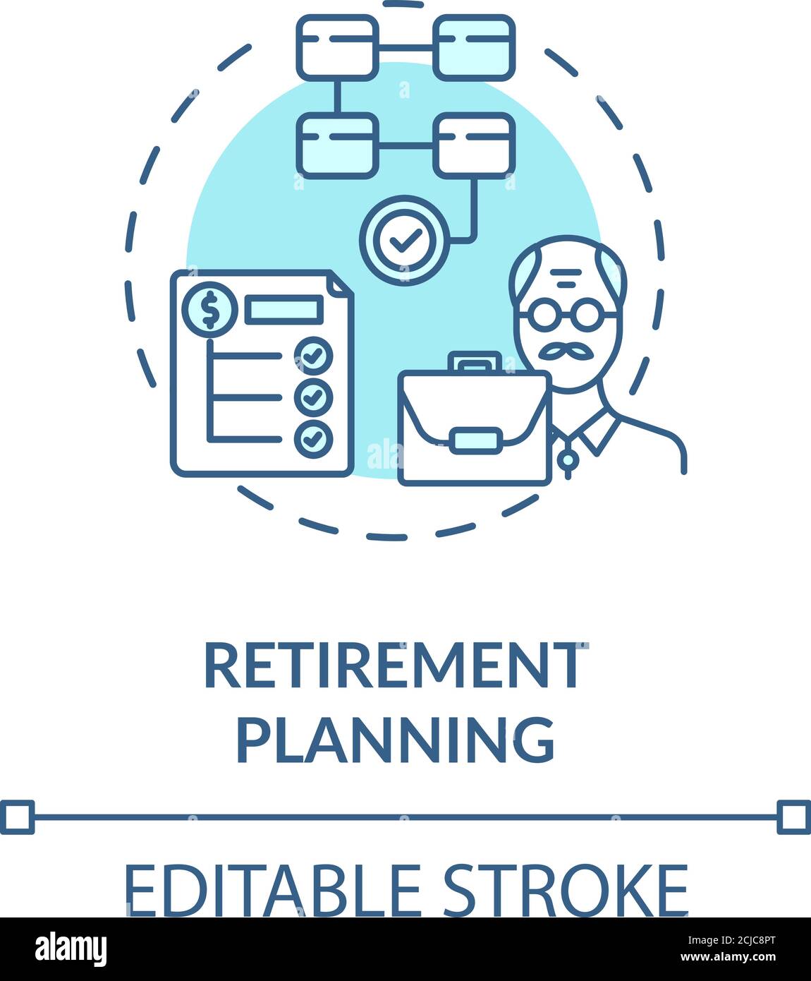 Retirement planning concept icon Stock Vector