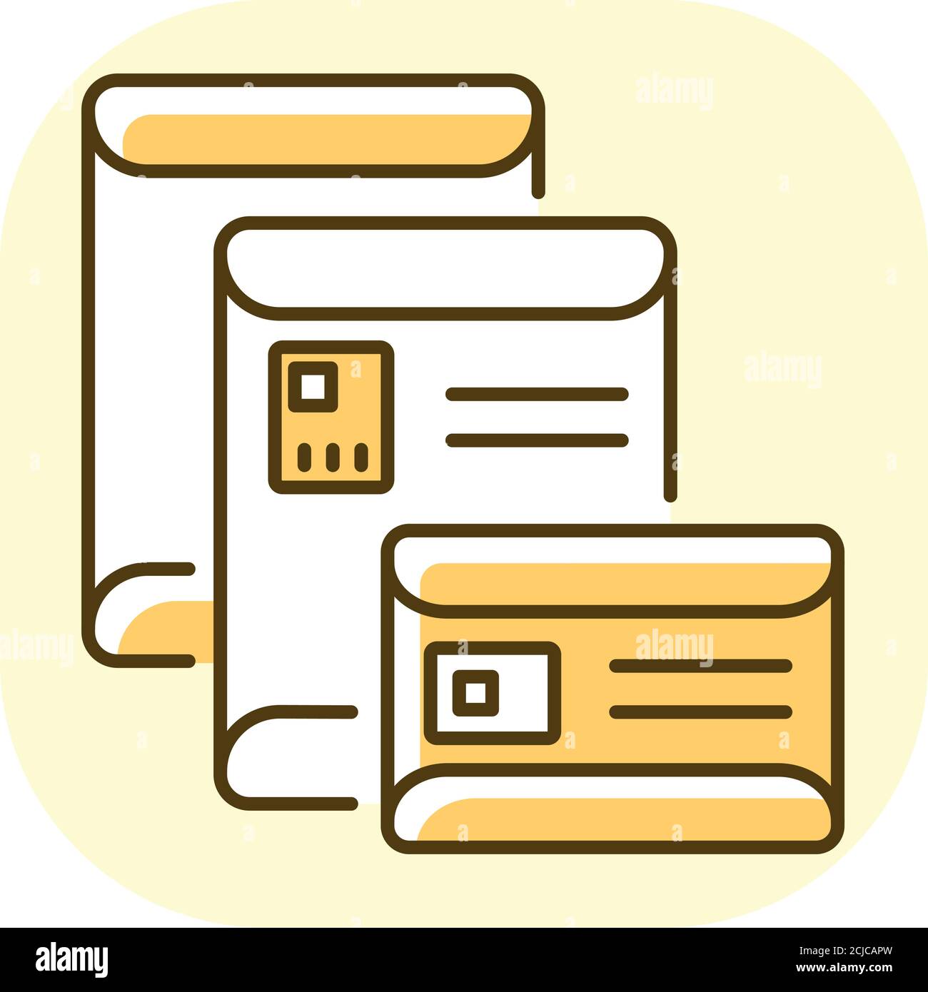 Envelopes yellow RGB color icon Stock Vector