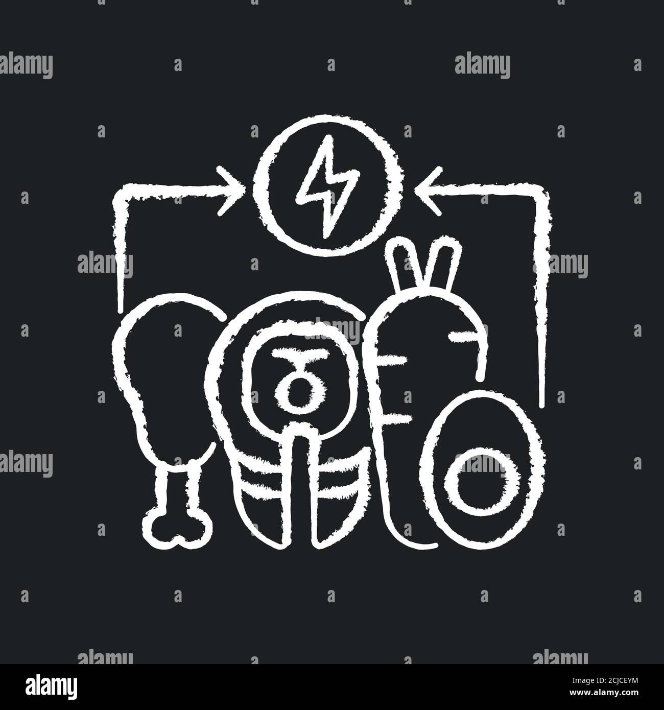 Energy value chalk white icon on black background Stock Vector Image ...