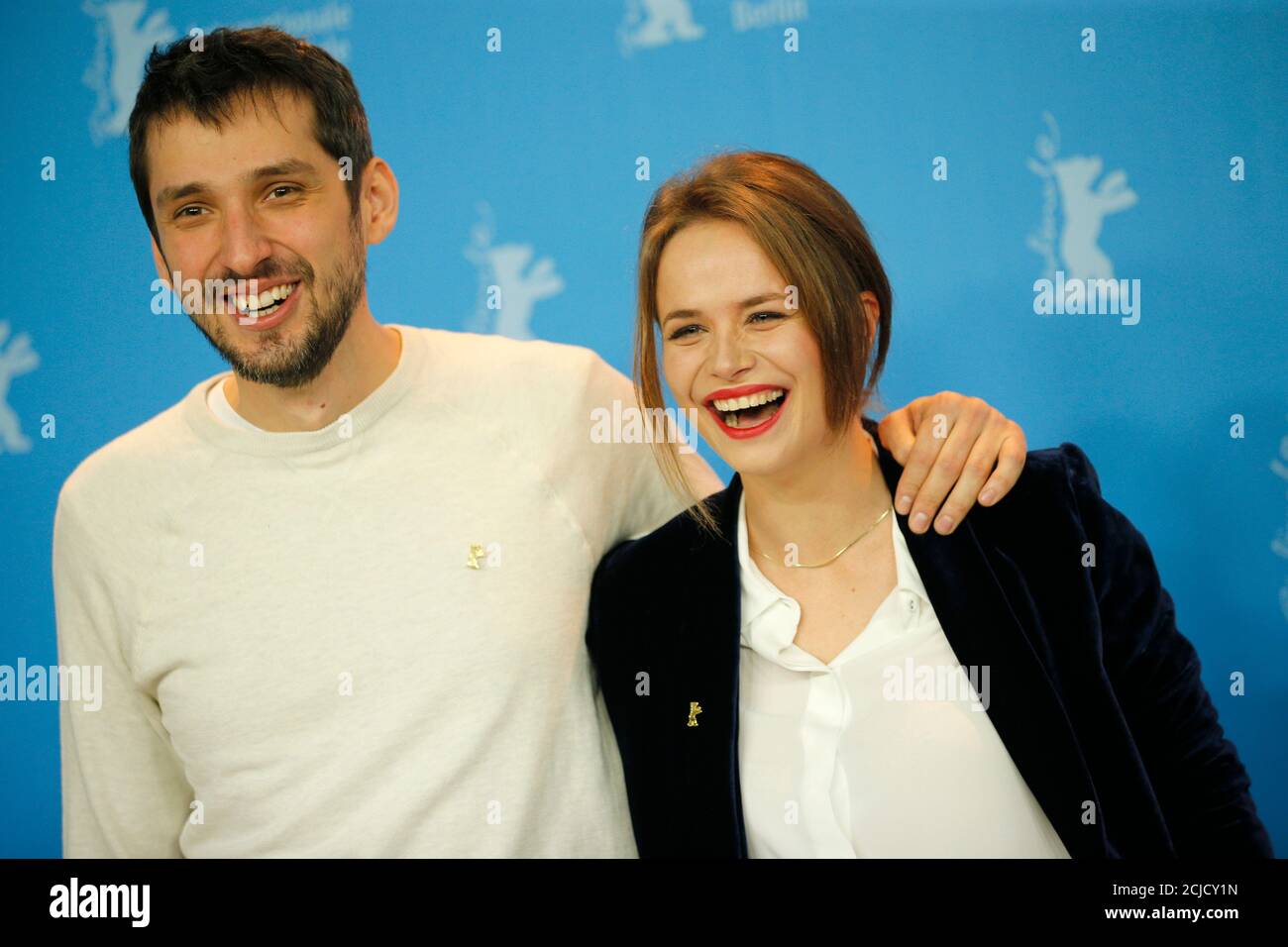 Actors Mircea Postelnicu And Diana Cavallioti Pose During A Photocall To Promote The Movie Ana Mon