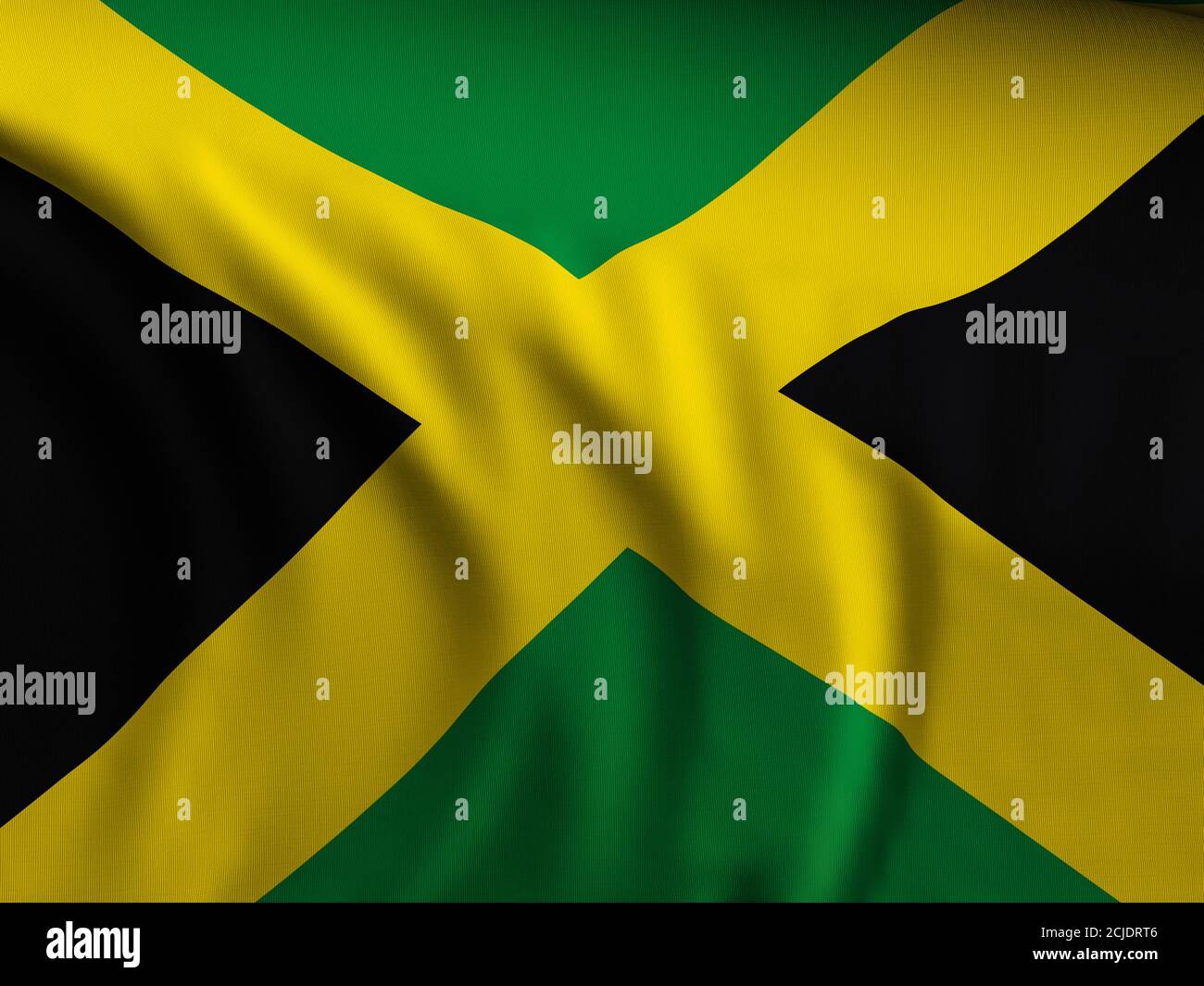 Waving closeup Jamaica flag background. 3d illustration Stock Photo