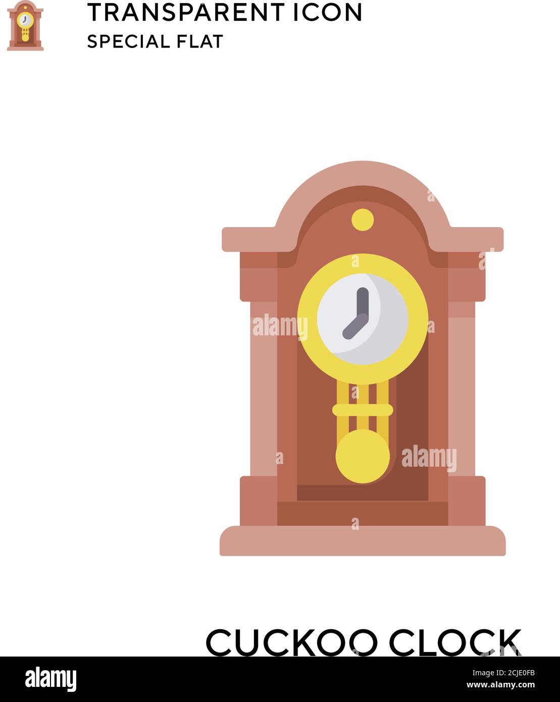Cuckoo clock vector icon. Flat style illustration. EPS 10 vector. Stock Vector