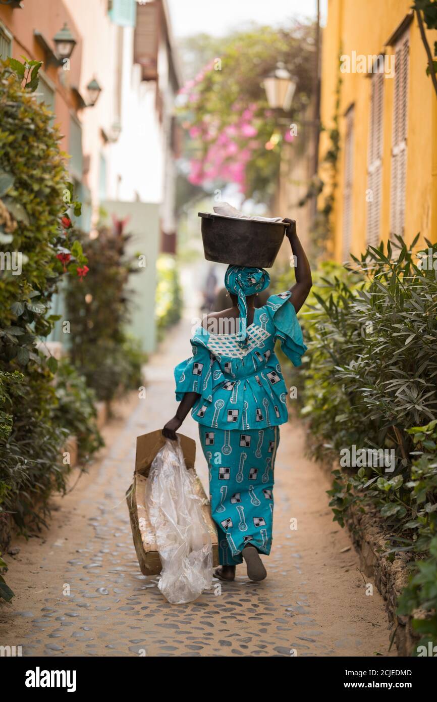 A lady on Gorée Island, Senegal Stock Photo