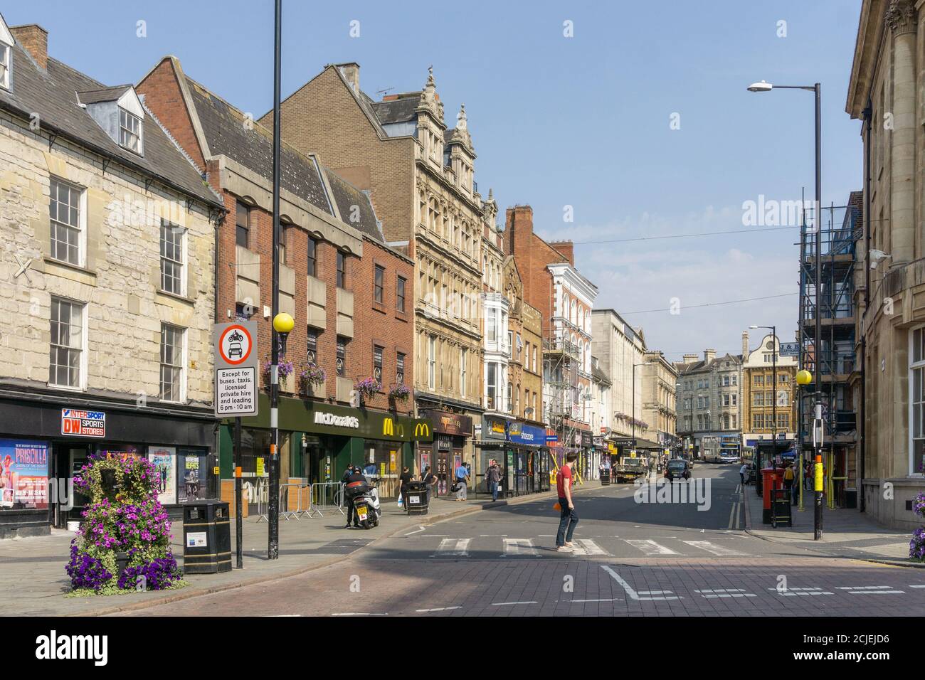 Shops and retail units in The Drapery, a shopping area within the town