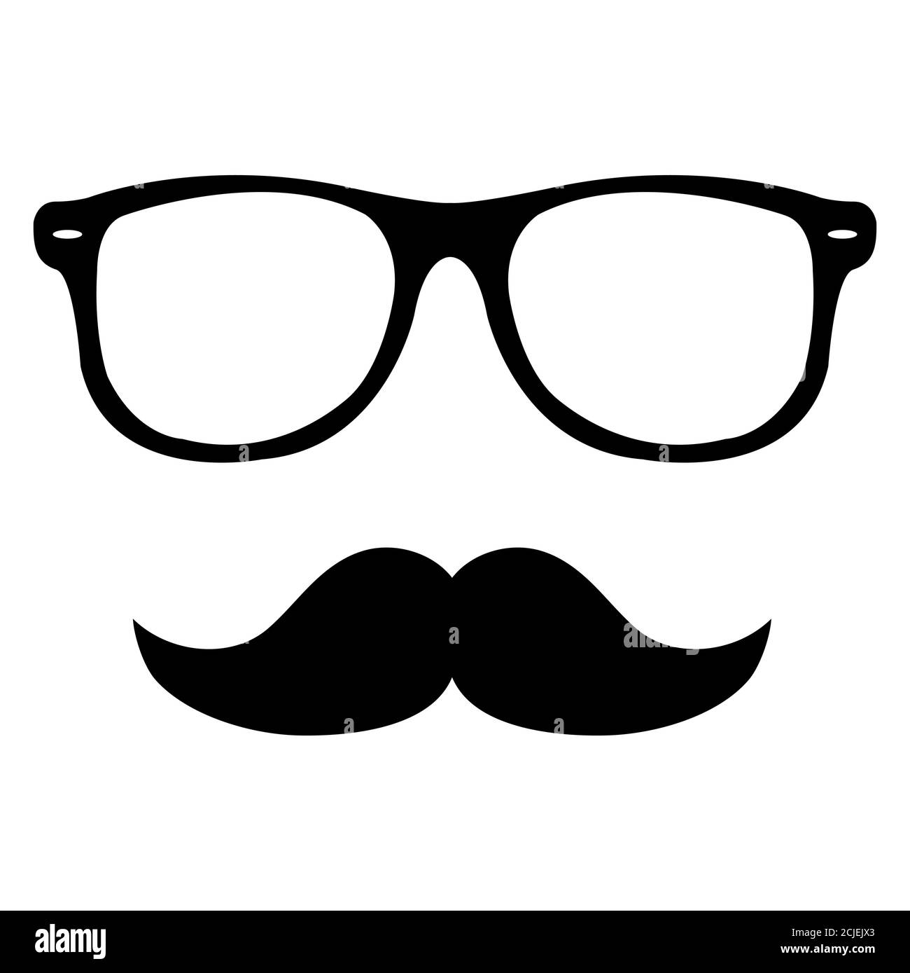 Flat Moustache Icon For Presentations Isolated On White Vector